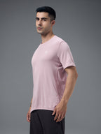 Technosport Crew Neck Tshirt (Honey Comb Fabric) - OR10 - DUSTY PINK