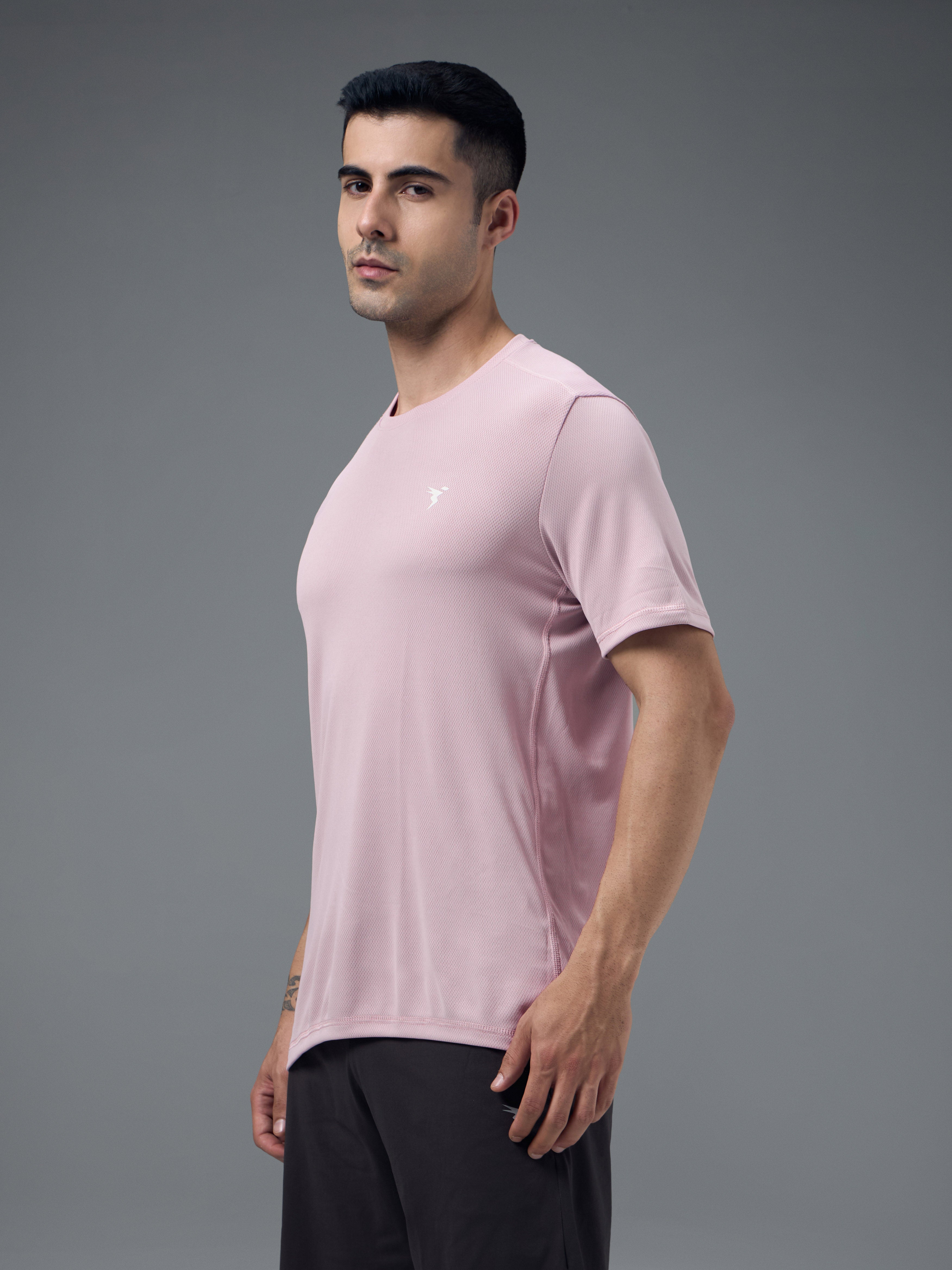 Technosport Crew Neck Tshirt (Honey Comb Fabric) - OR10 - DUSTY PINK