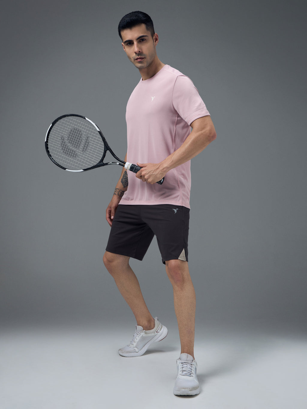 Technosport Crew Neck Tshirt (Honey Comb Fabric) - OR10 - DUSTY PINK