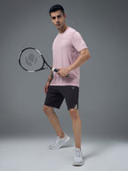 Technosport Crew Neck Tshirt (Honey Comb Fabric) - OR10 - DUSTY PINK