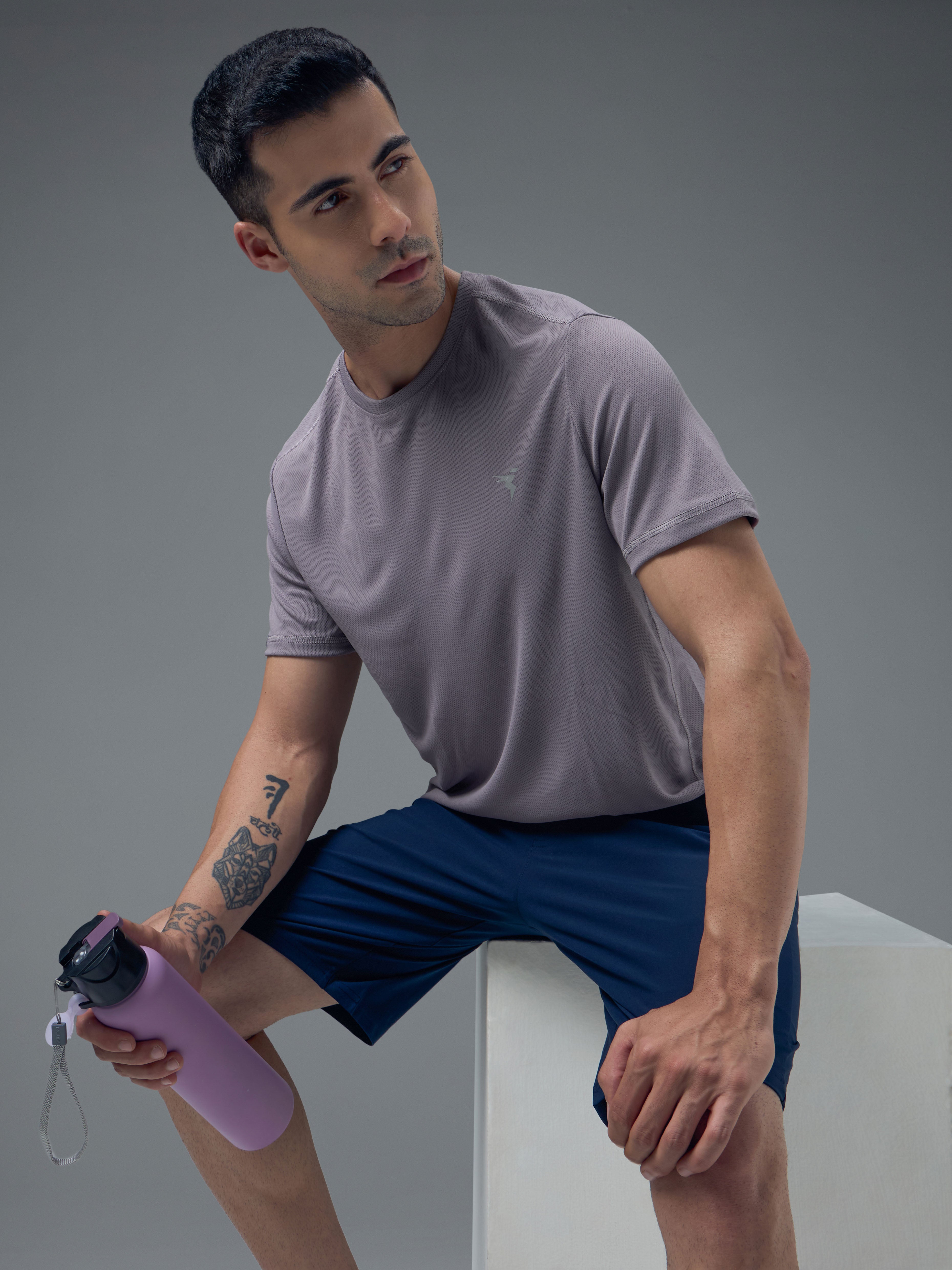 Technosport Crew Neck Tshirt (Honey Comb Fabric) - OR10 - GRAY RIDGE