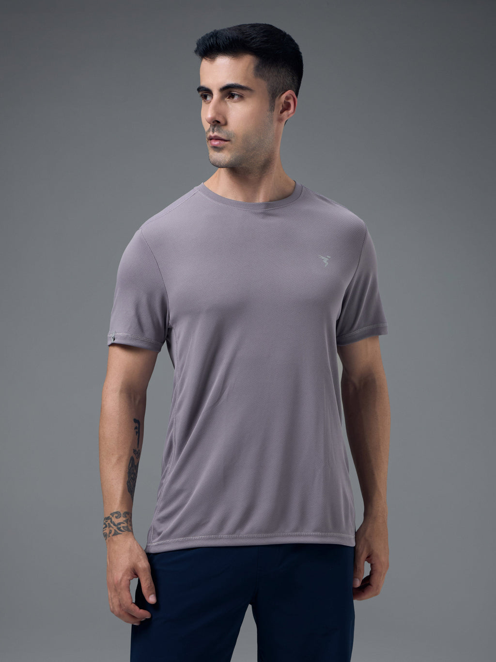 Technosport Crew Neck Tshirt (Honey Comb Fabric) - OR10 - GRAY RIDGE