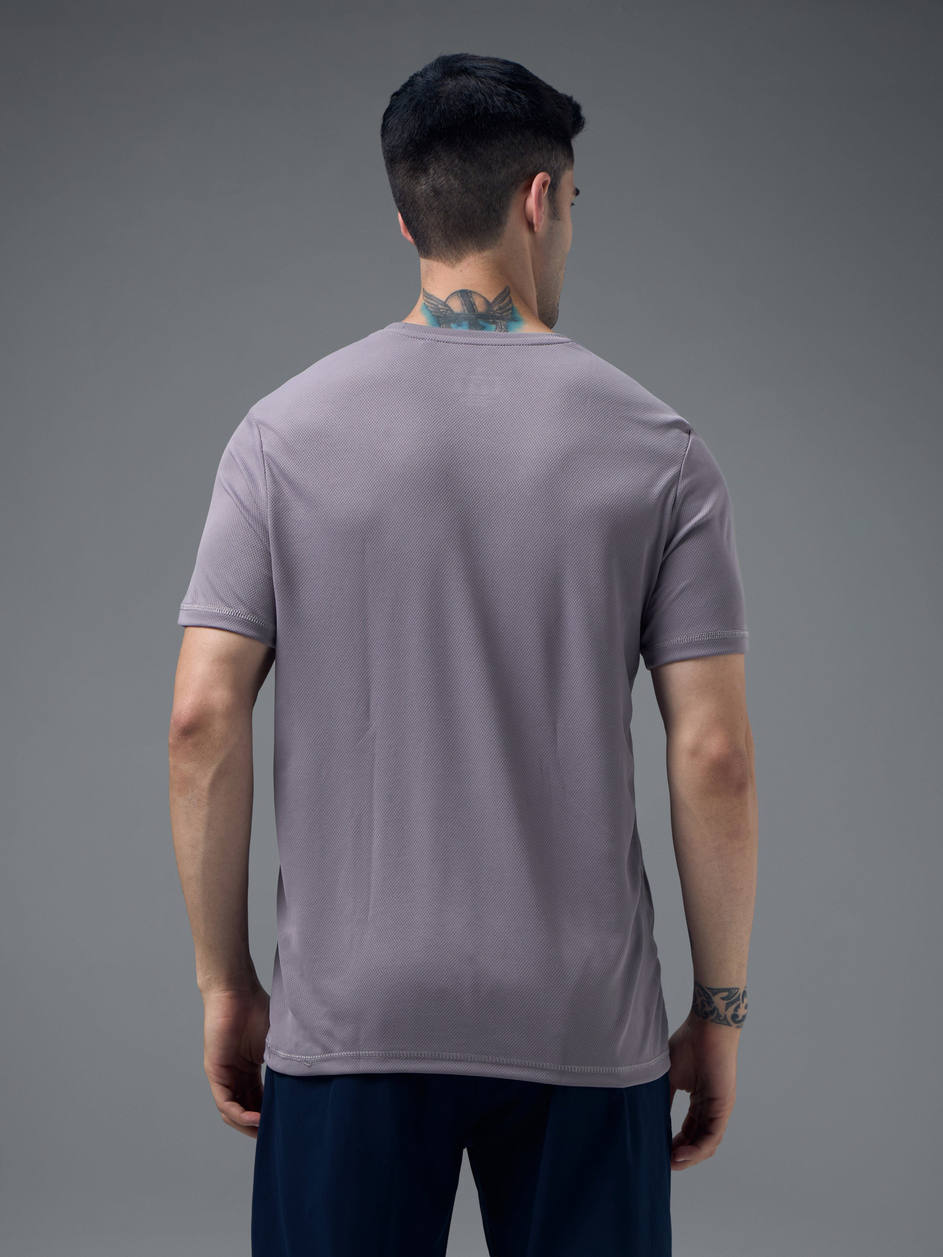 Technosport Crew Neck Tshirt (Honey Comb Fabric) - OR10 - GRAY RIDGE