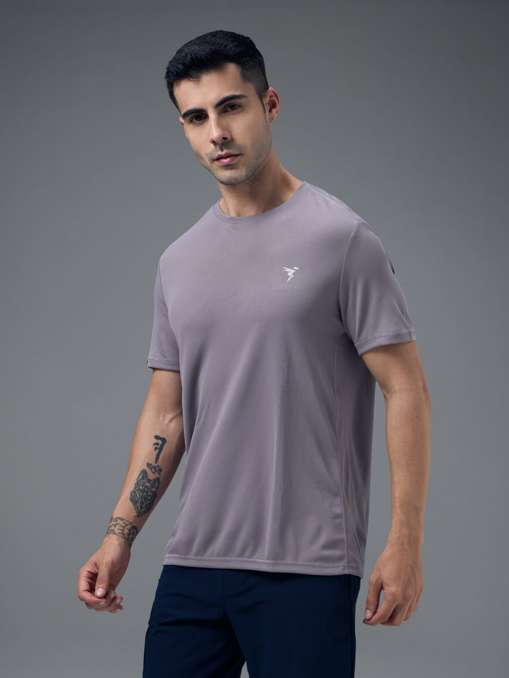 Technosport Crew Neck Tshirt (Honey Comb Fabric) - OR10 - GRAY RIDGE