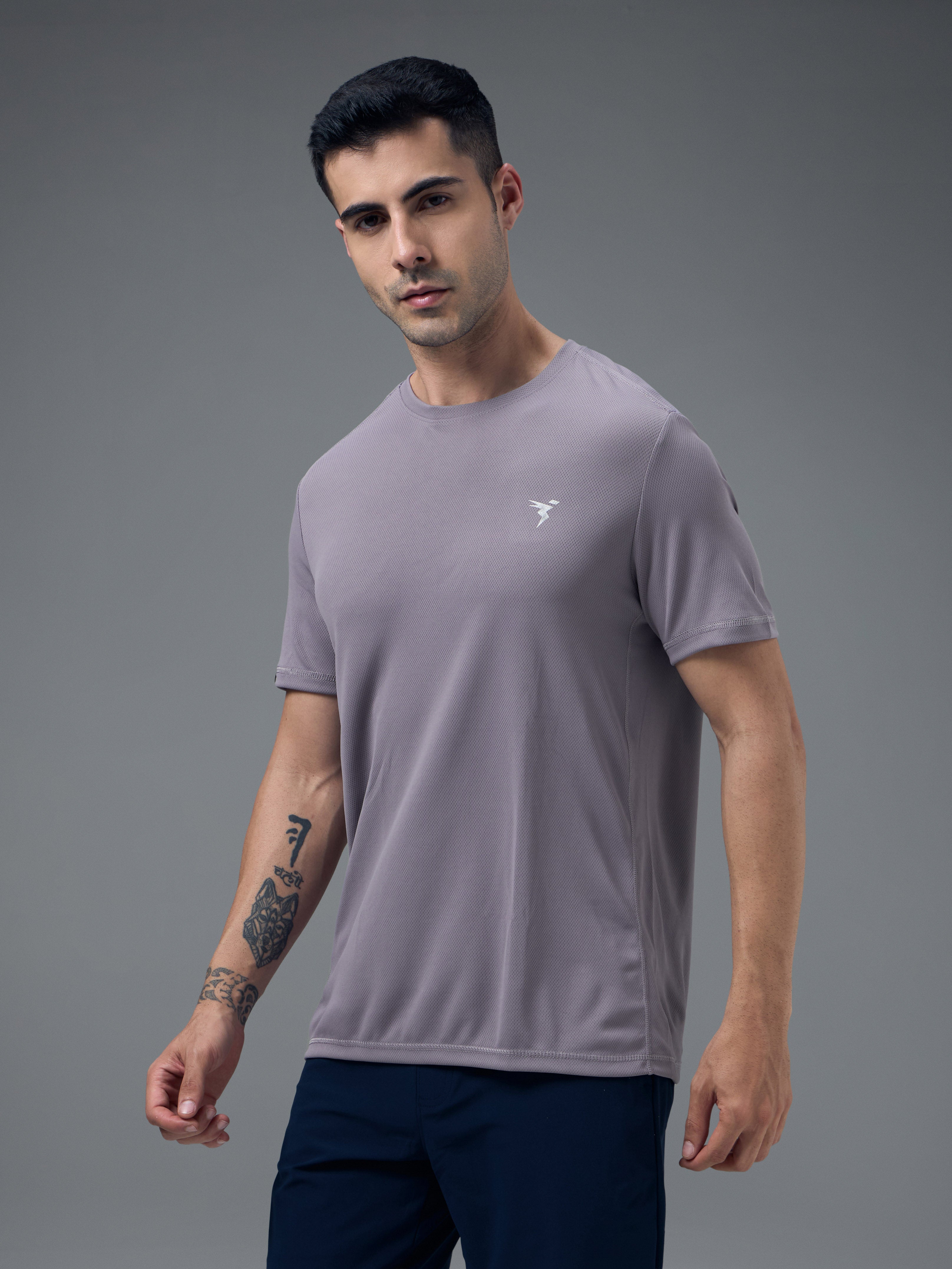 Technosport Crew Neck Tshirt (Honey Comb Fabric) - OR10 - GRAY RIDGE