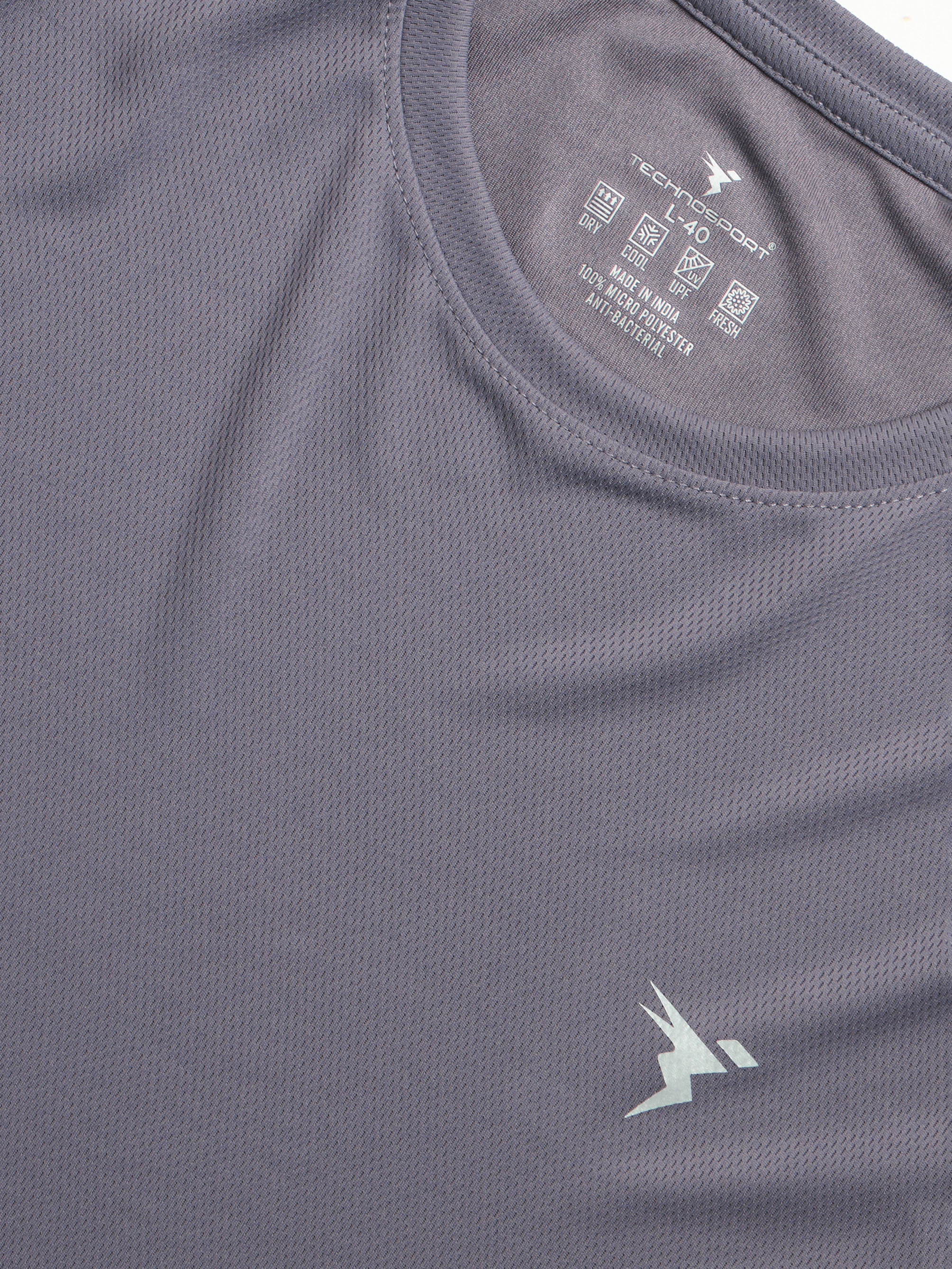 Technosport Crew Neck Tshirt (Honey Comb Fabric) - OR10 - GRAY RIDGE