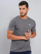 Technosport Crew Neck Tshirt (Honey Comb Fabric) - OR10 - IRON GREY