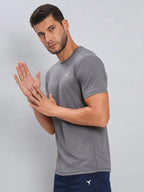 Technosport Crew Neck Tshirt (Honey Comb Fabric) - OR10 - IRON GREY