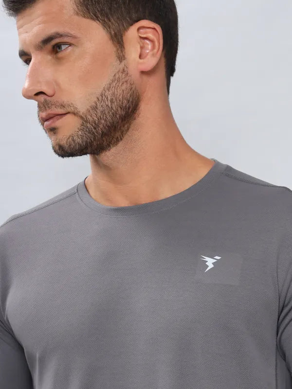 Technosport Crew Neck Tshirt (Honey Comb Fabric) - OR10 - IRON GREY
