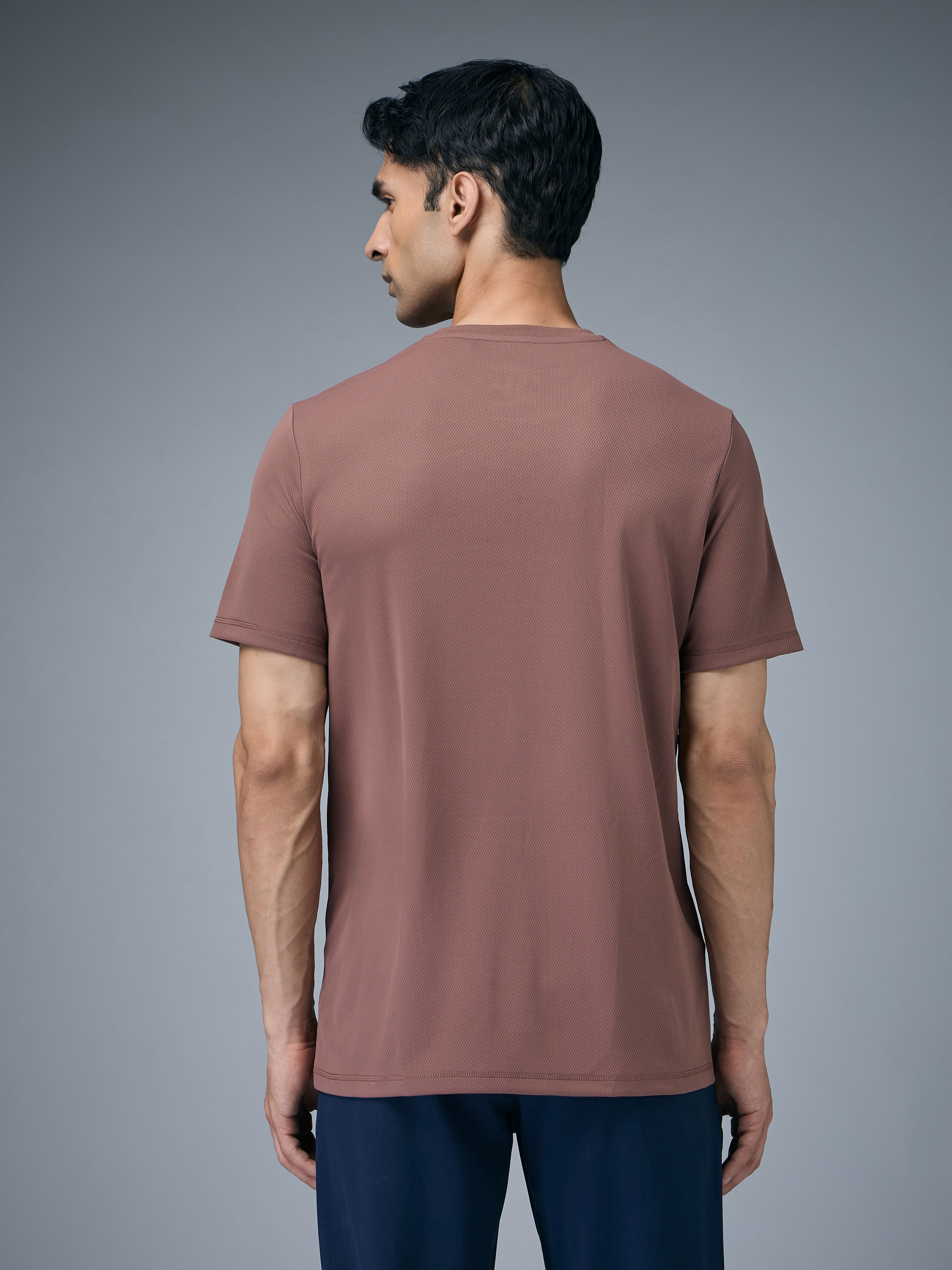 Technosport Crew Neck Tshirt (Honey Comb Fabric) - OR10 - MARSALA