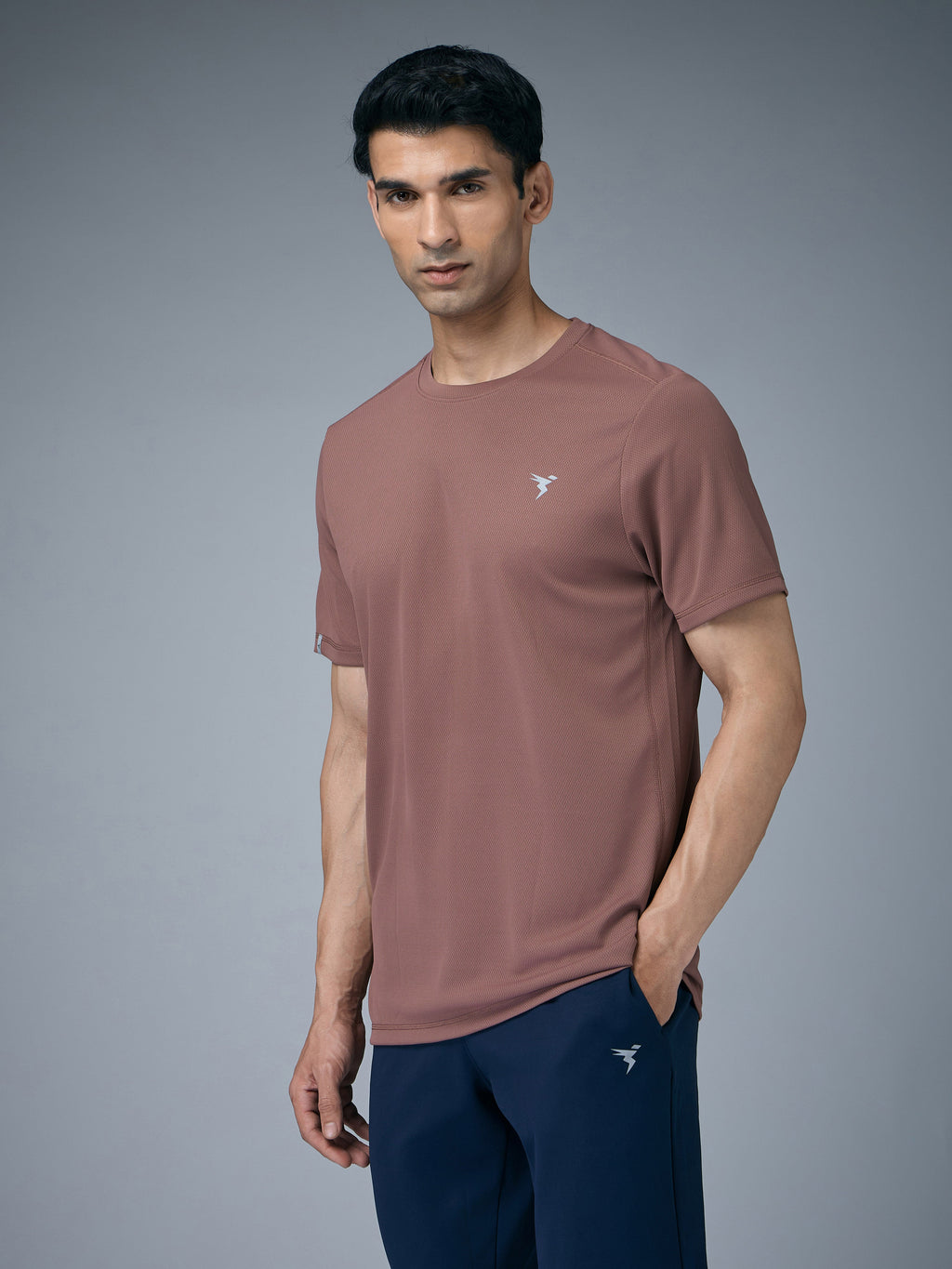 Technosport Crew Neck Tshirt (Honey Comb Fabric) - OR10 - MARSALA