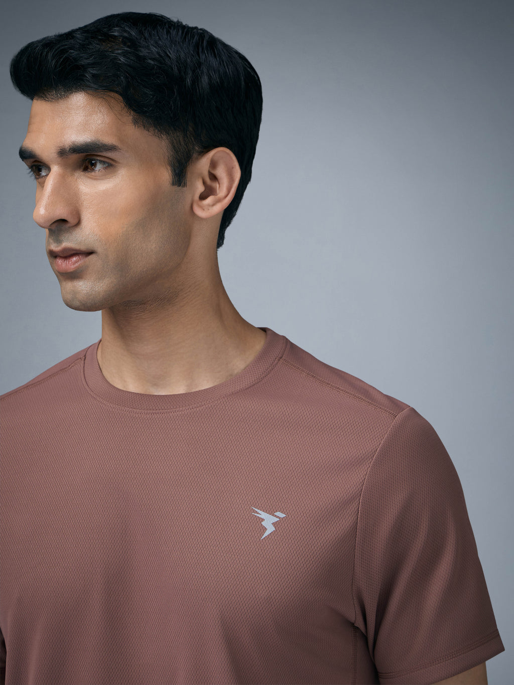 Technosport Crew Neck Tshirt (Honey Comb Fabric) - OR10 - MARSALA