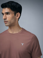 Technosport Crew Neck Tshirt (Honey Comb Fabric) - OR10 - MARSALA