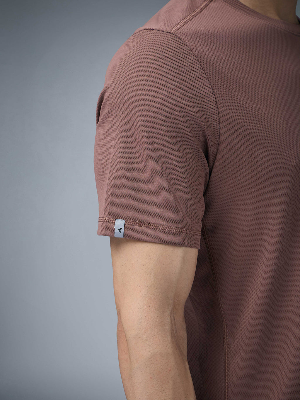 Technosport Crew Neck Tshirt (Honey Comb Fabric) - OR10 - MARSALA