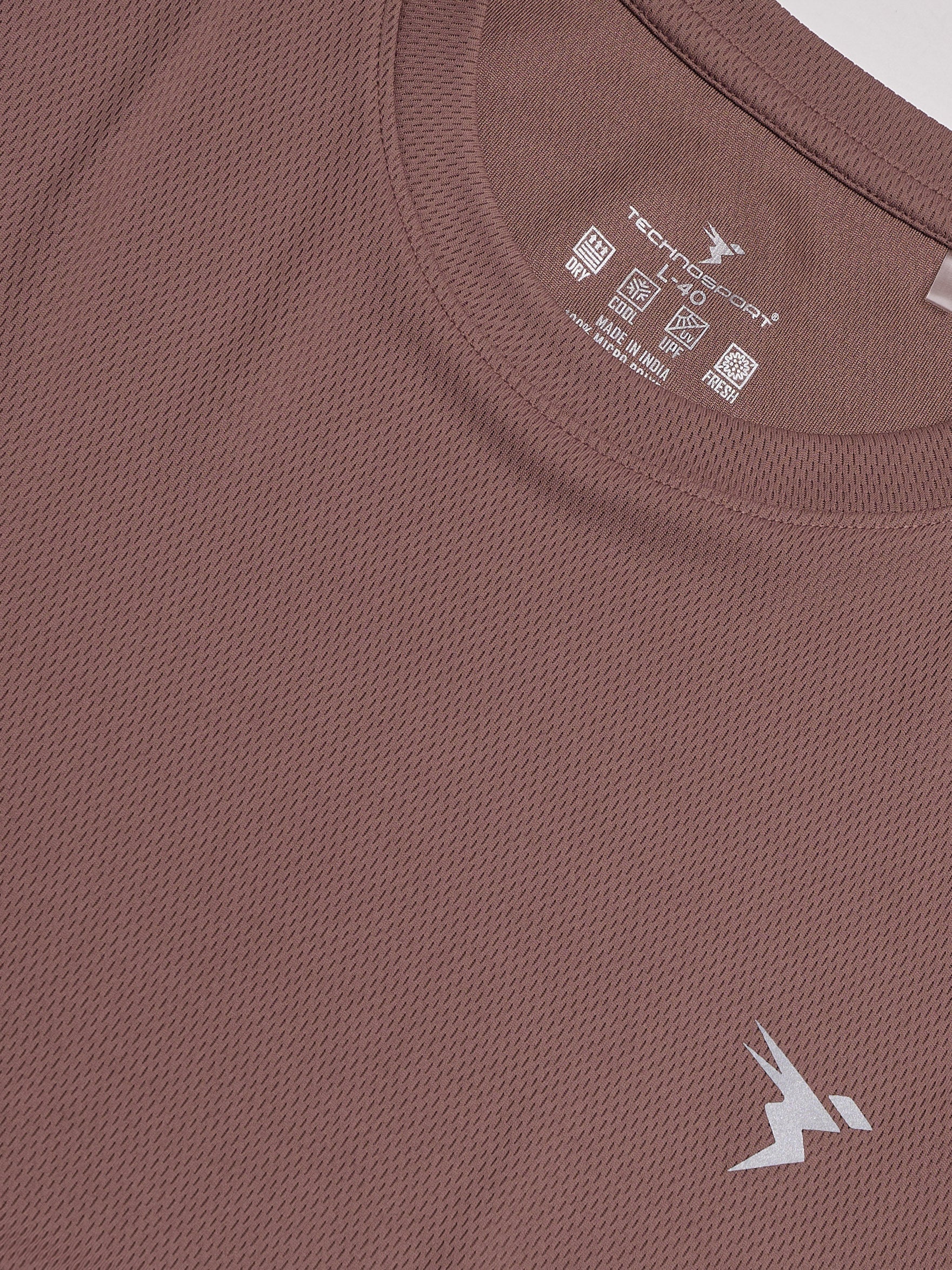 Technosport Crew Neck Tshirt (Honey Comb Fabric) - OR10 - MARSALA
