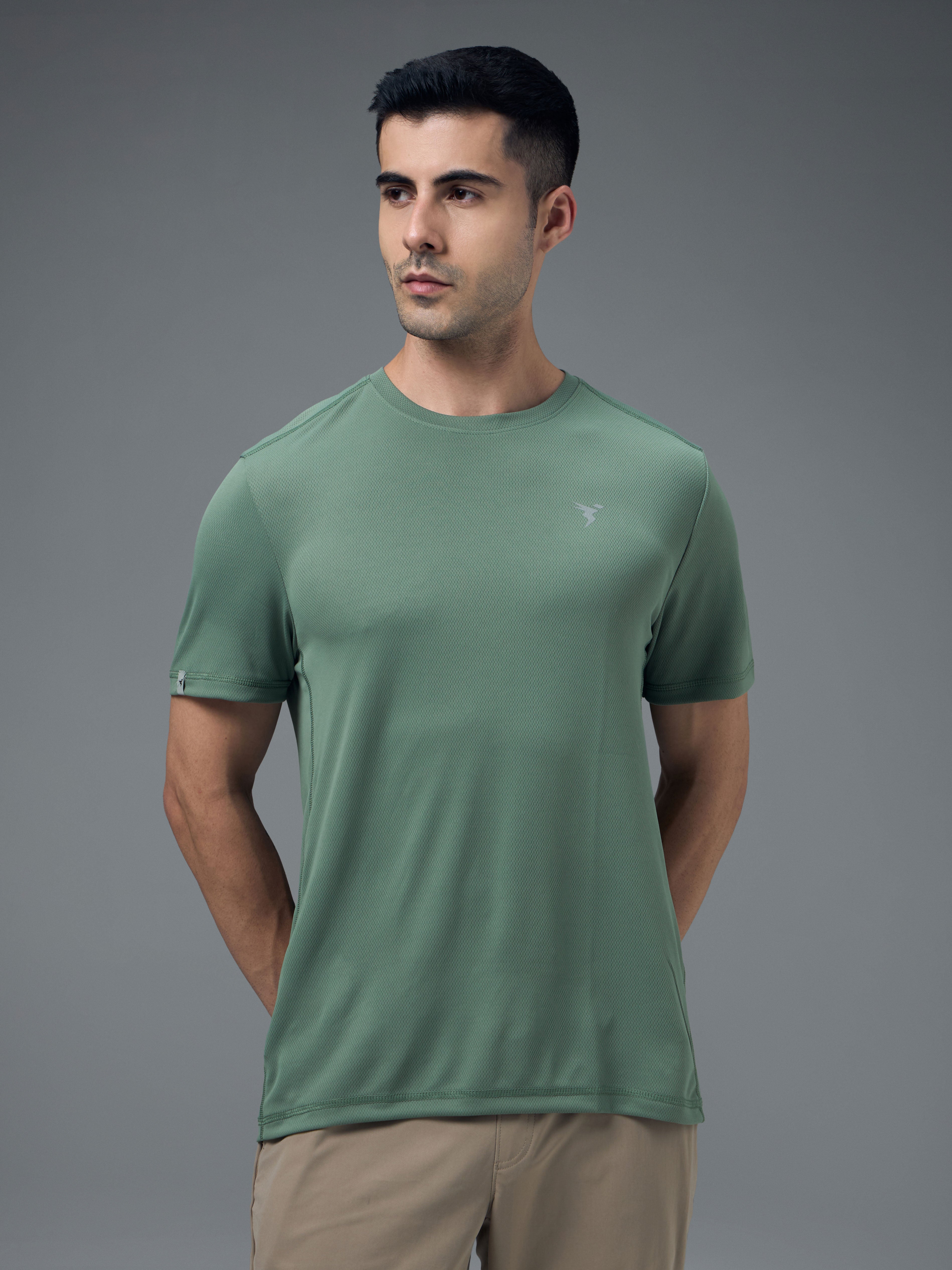 Technosport Crew Neck Tshirt (Honey Comb Fabric) - OR10 - MYRTLE