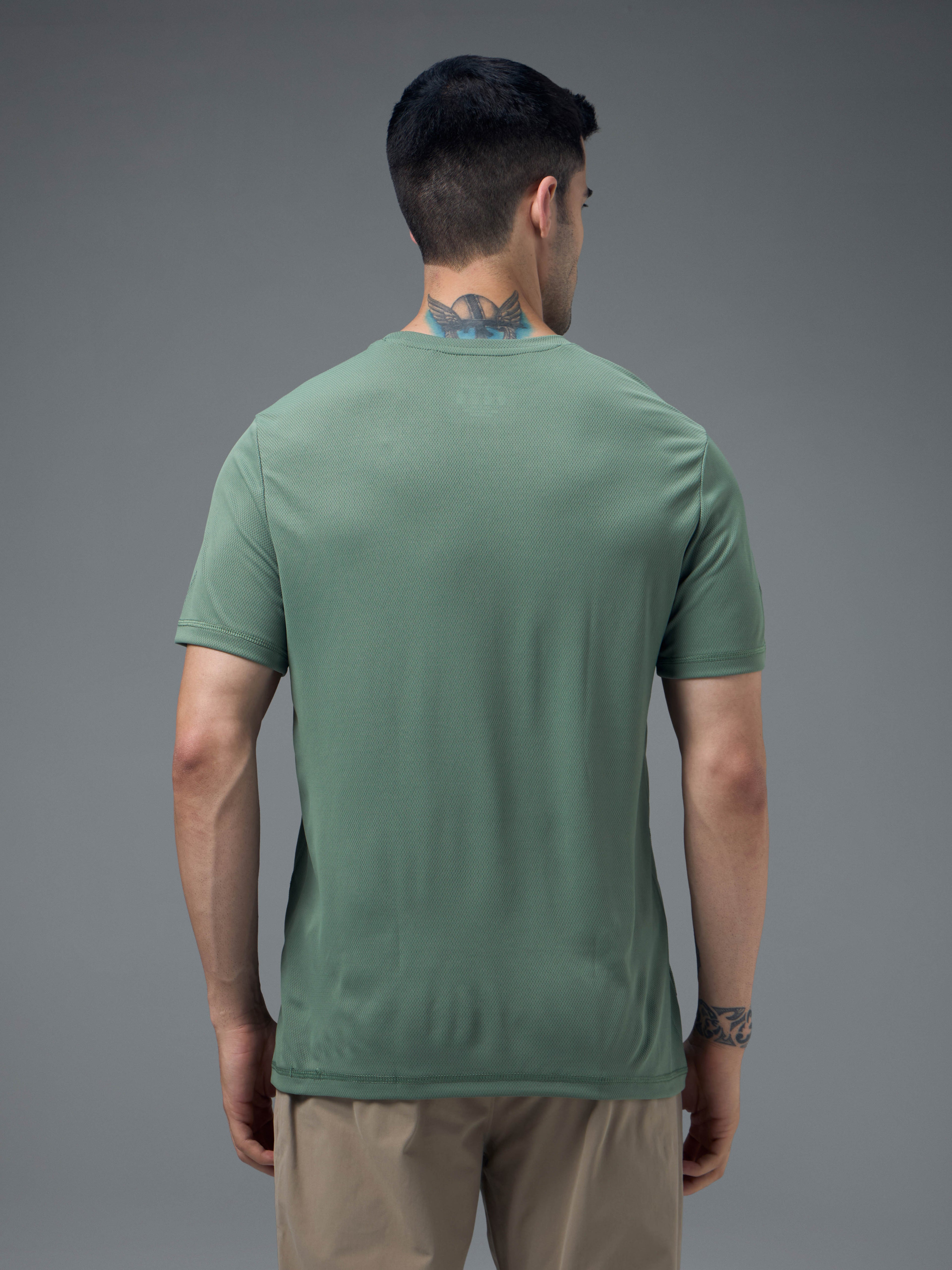 Technosport Crew Neck Tshirt (Honey Comb Fabric) - OR10 - MYRTLE