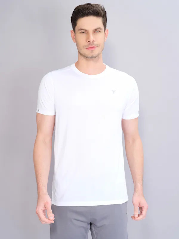 Technosport Crew Neck Tshirt (Honey Comb Fabric) - OR10 - OFF WHITE