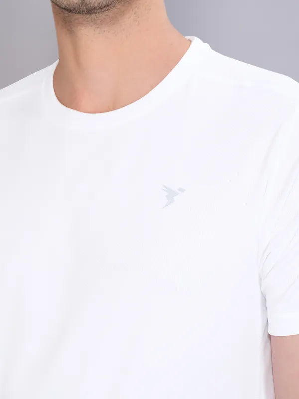 Technosport Crew Neck Tshirt (Honey Comb Fabric) - OR10 - OFF WHITE