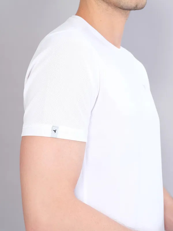 Technosport Crew Neck Tshirt (Honey Comb Fabric) - OR10 - OFF WHITE