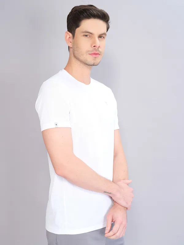 Technosport Crew Neck Tshirt (Honey Comb Fabric) - OR10 - OFF WHITE