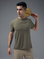 Technosport Crew Neck Tshirt (Honey Comb Fabric) - OR10 - SMOKEY OLIVE