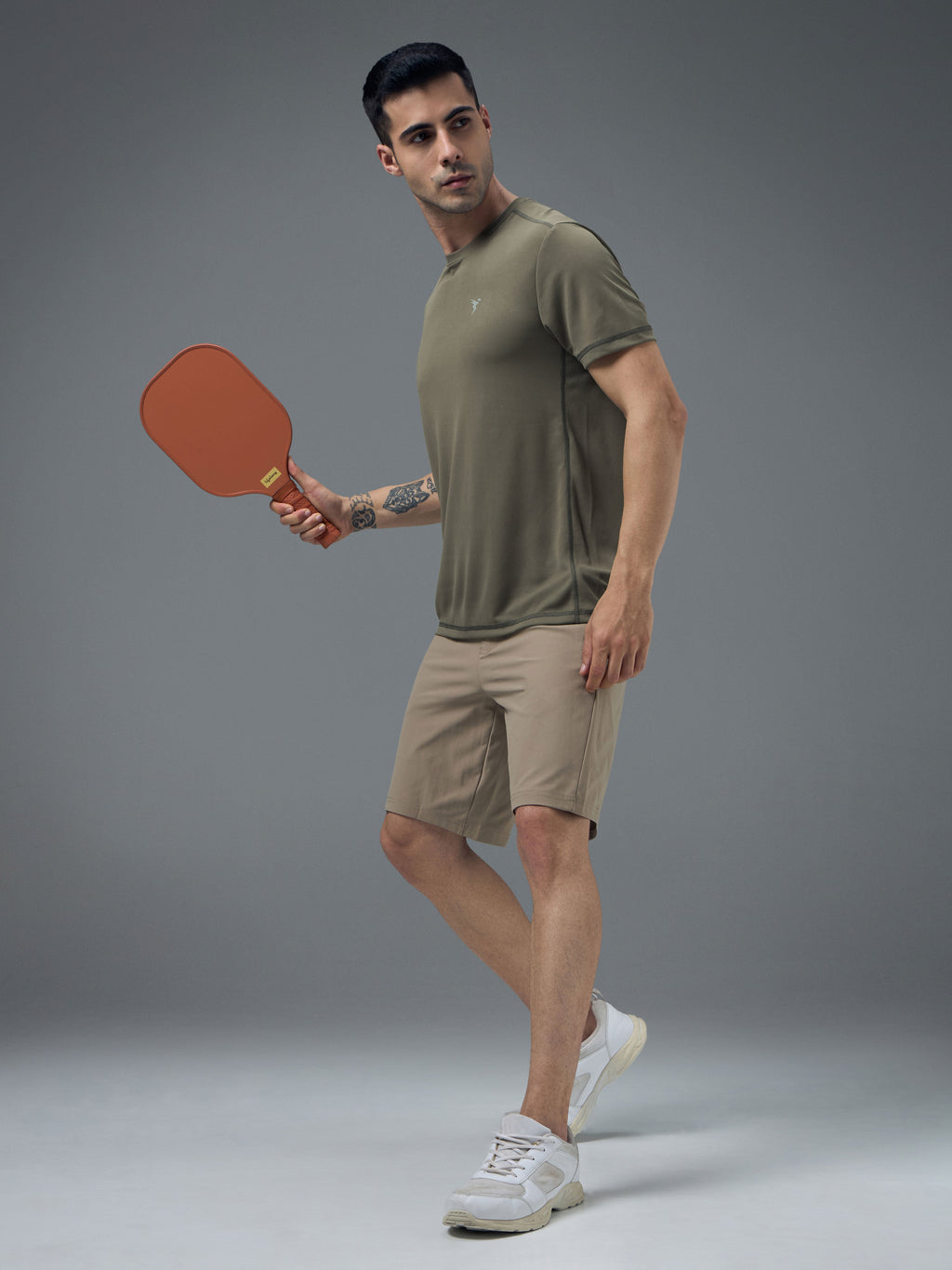 Technosport Crew Neck Tshirt (Honey Comb Fabric) - OR10 - SMOKEY OLIVE