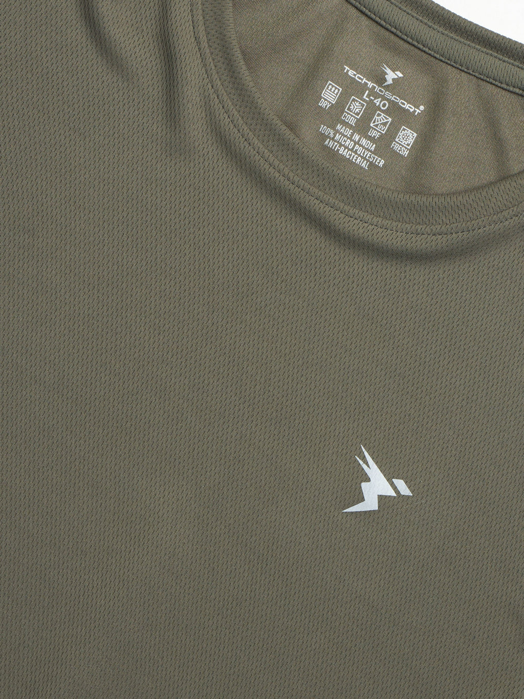 Technosport Crew Neck Tshirt (Honey Comb Fabric) - OR10 - SMOKEY OLIVE