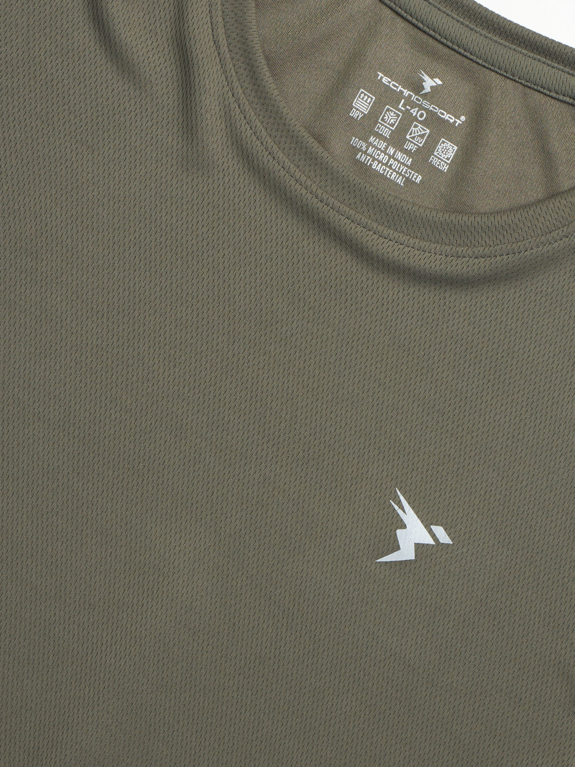 Technosport Crew Neck Tshirt (Honey Comb Fabric) - OR10 - SMOKEY OLIVE