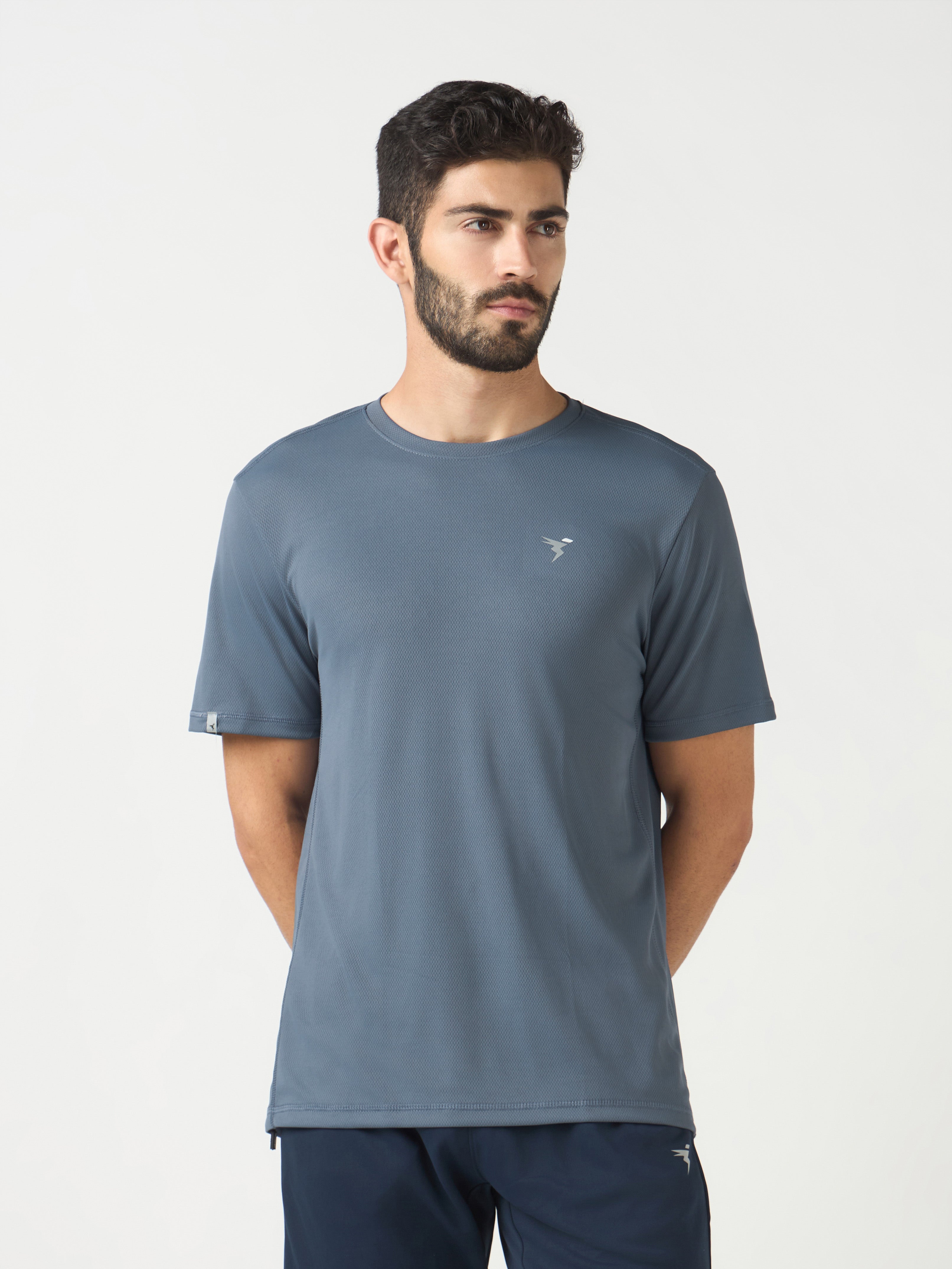 Technosport Crew Neck Tshirt (Honey Comb Fabric) - OR10 - VINTAGE INDIGO