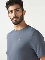 Technosport Crew Neck Tshirt (Honey Comb Fabric) - OR10 - VINTAGE INDIGO