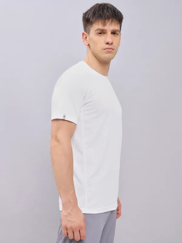 Technosport Crew Neck Tshirt (Honey Comb Fabric) - OR10 - WHITE