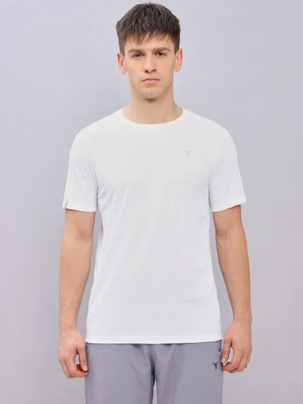 Technosport Crew Neck Tshirt (Honey Comb Fabric) - OR10 - WHITE