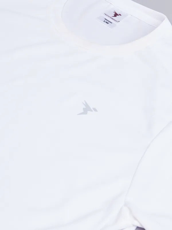 Technosport Crew Neck Tshirt (Honey Comb Fabric) - OR10 - WHITE