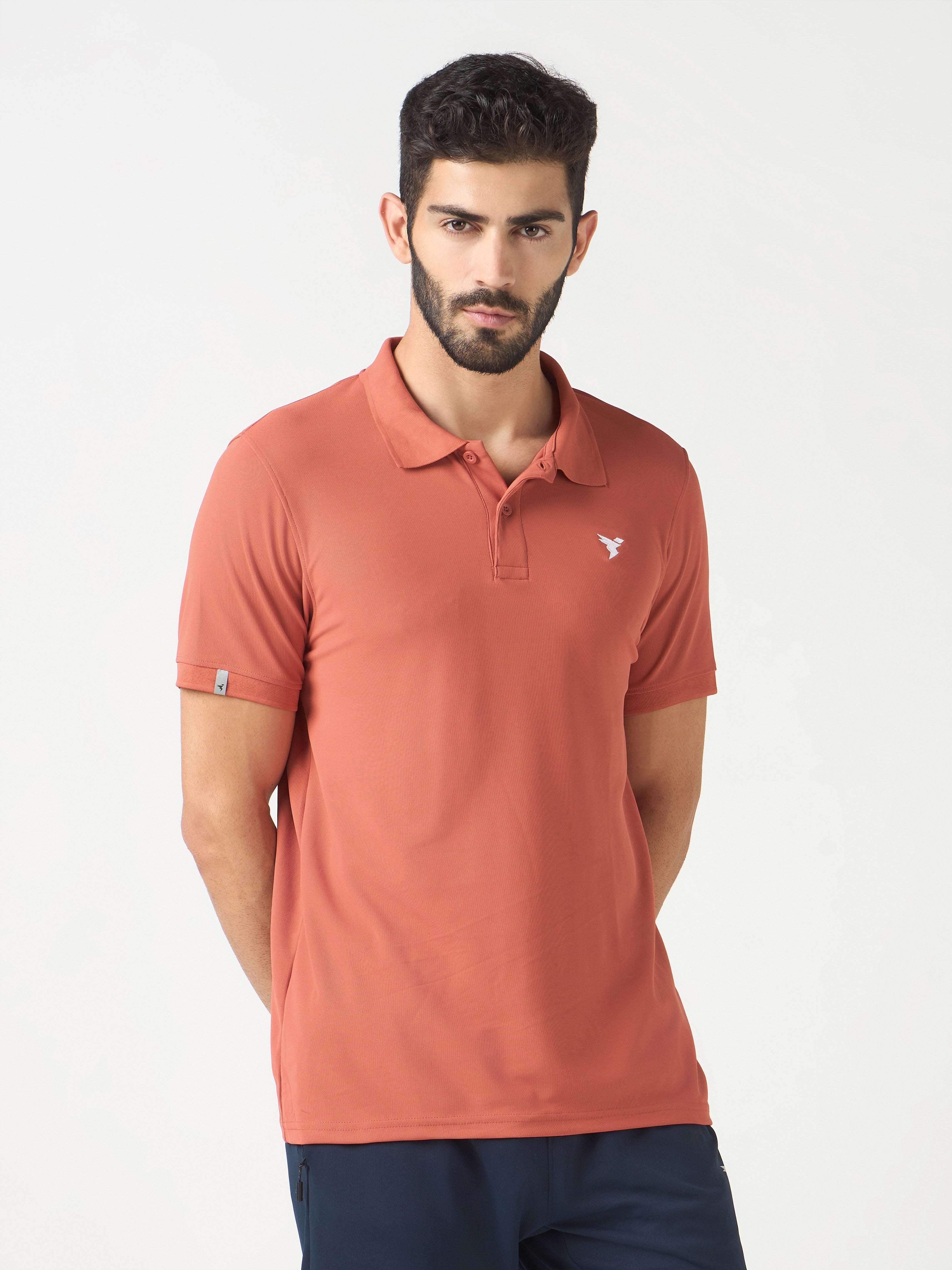 Technosport Collar Neck Tshirt (Matpiq) - OR11 - CHILLI FLAKES