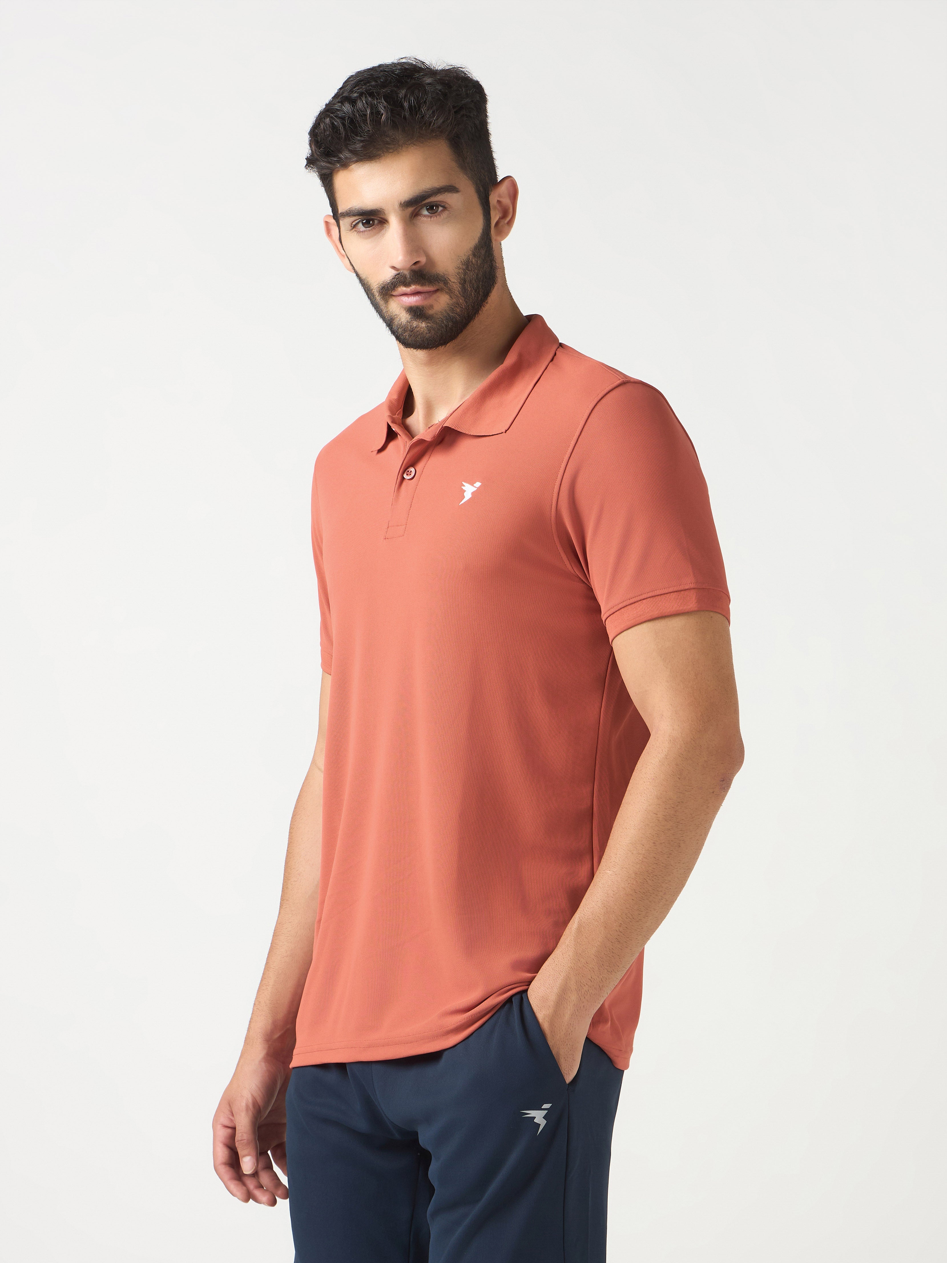 Technosport Collar Neck Tshirt (Matpiq) - OR11 - CHILLI FLAKES