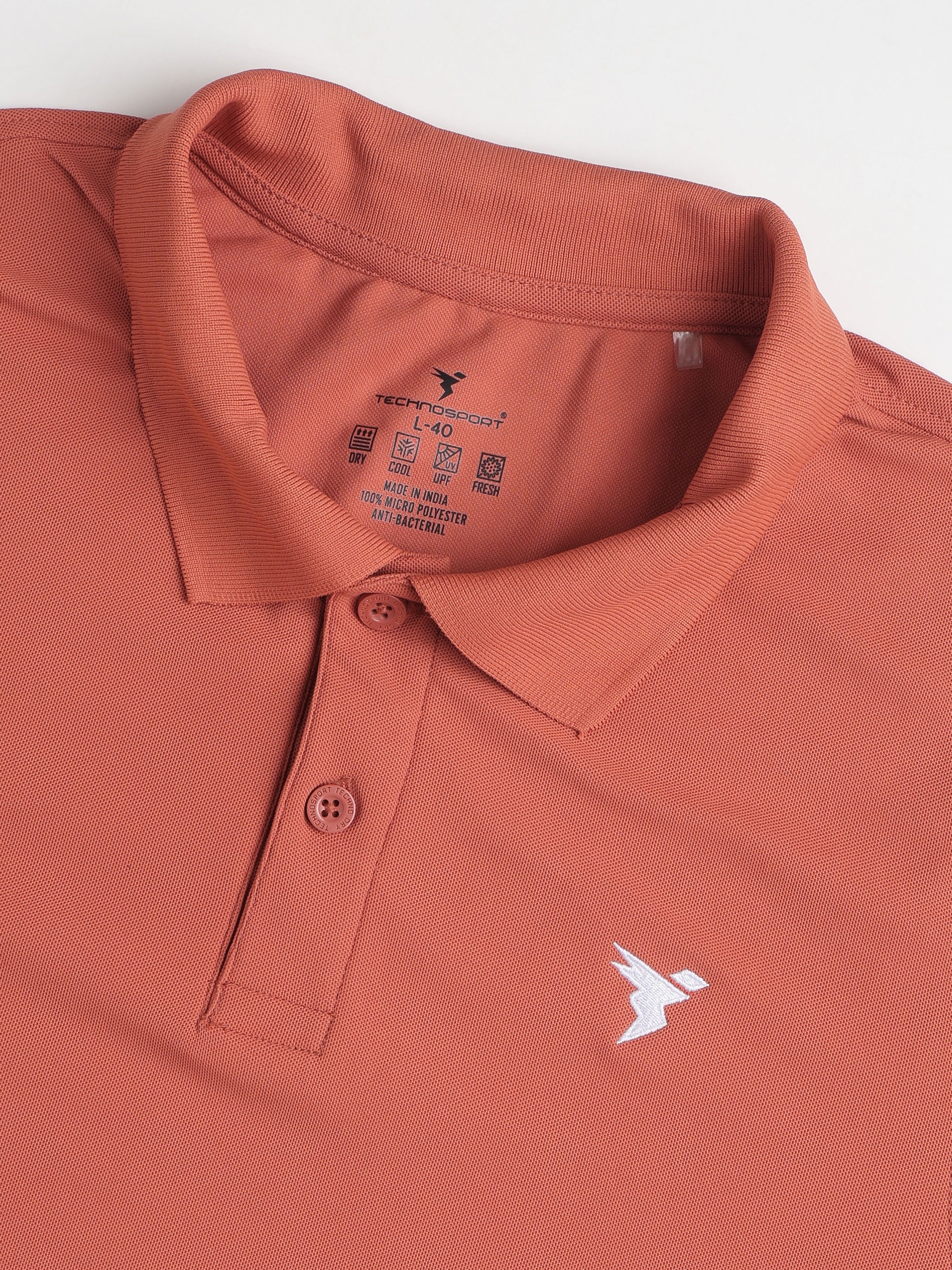 Technosport Collar Neck Tshirt (Matpiq) - OR11 - CHILLI FLAKES