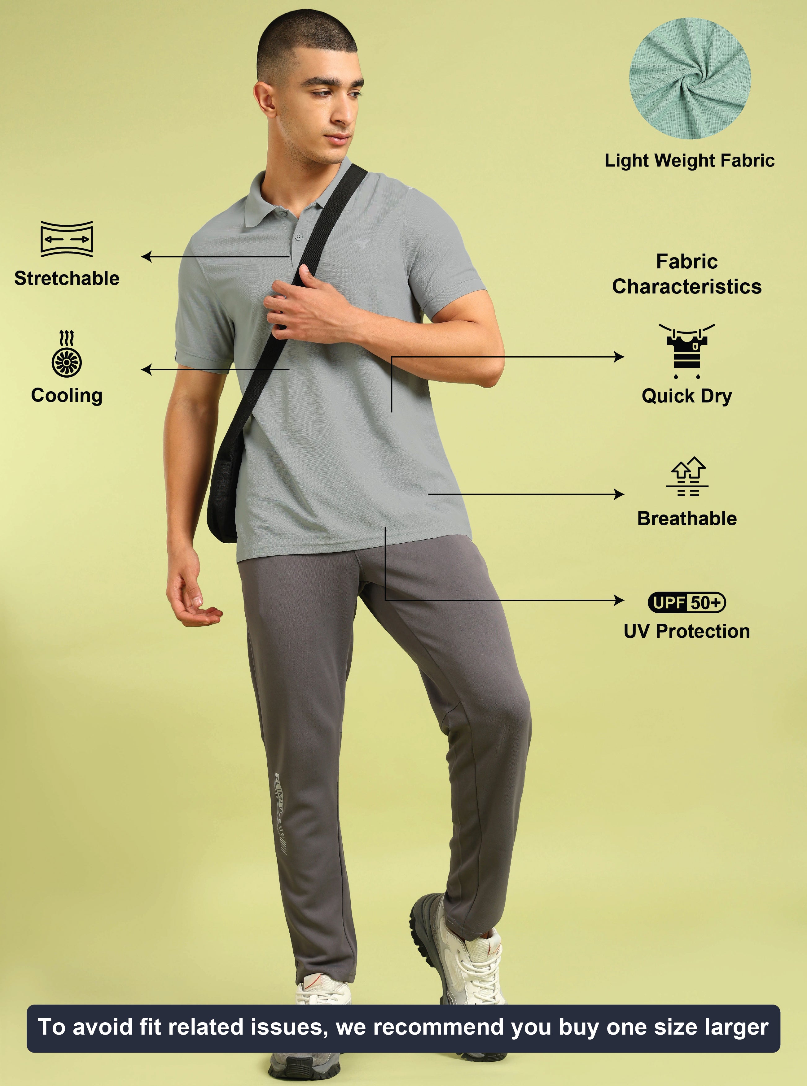 Technosport Collar Neck Tshirt (Matpiq) - OR11 - LT GREY B