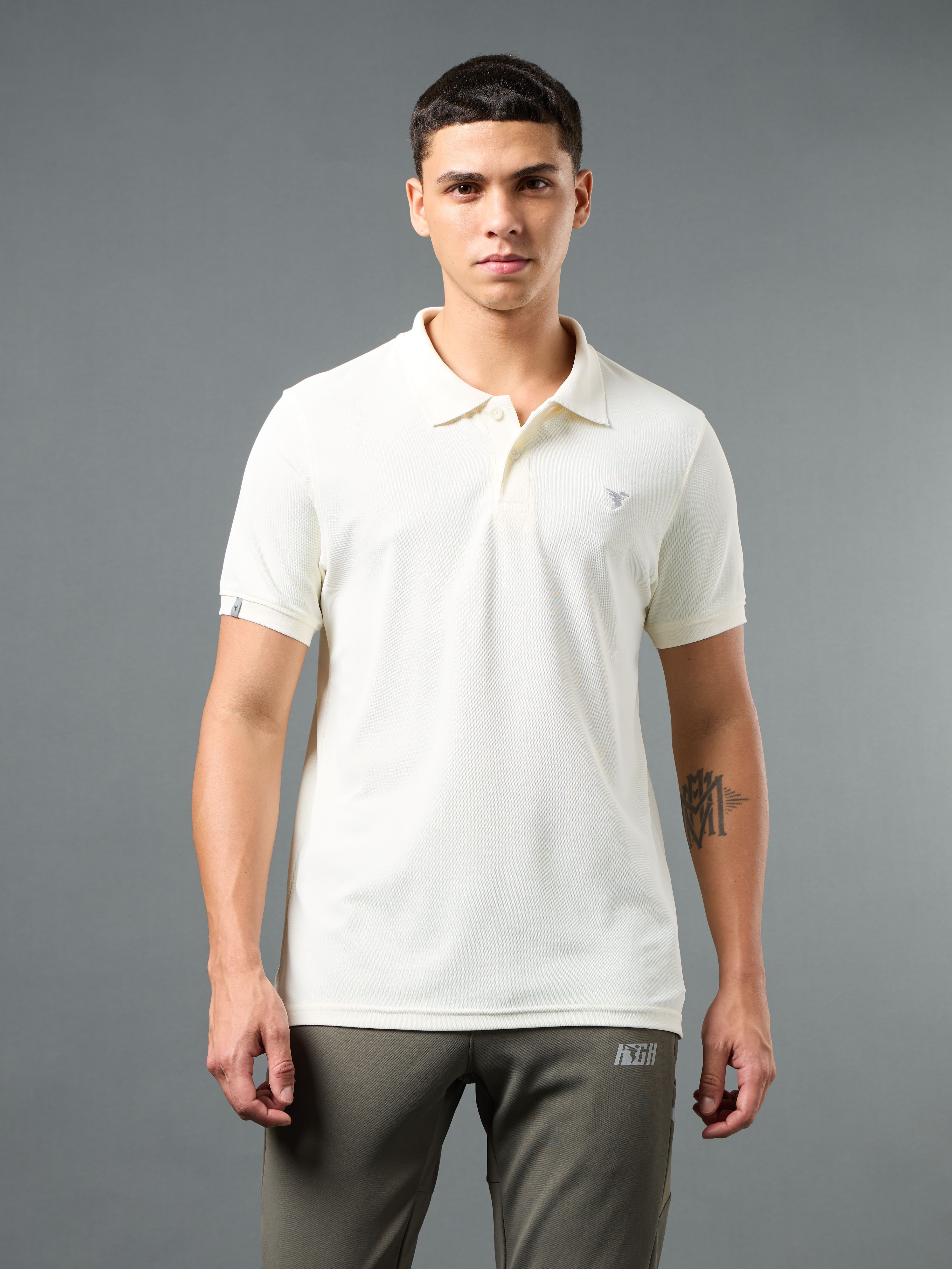 Technosport Collar Neck Tshirt (Matpiq) - OR11 - OFF WHITE B