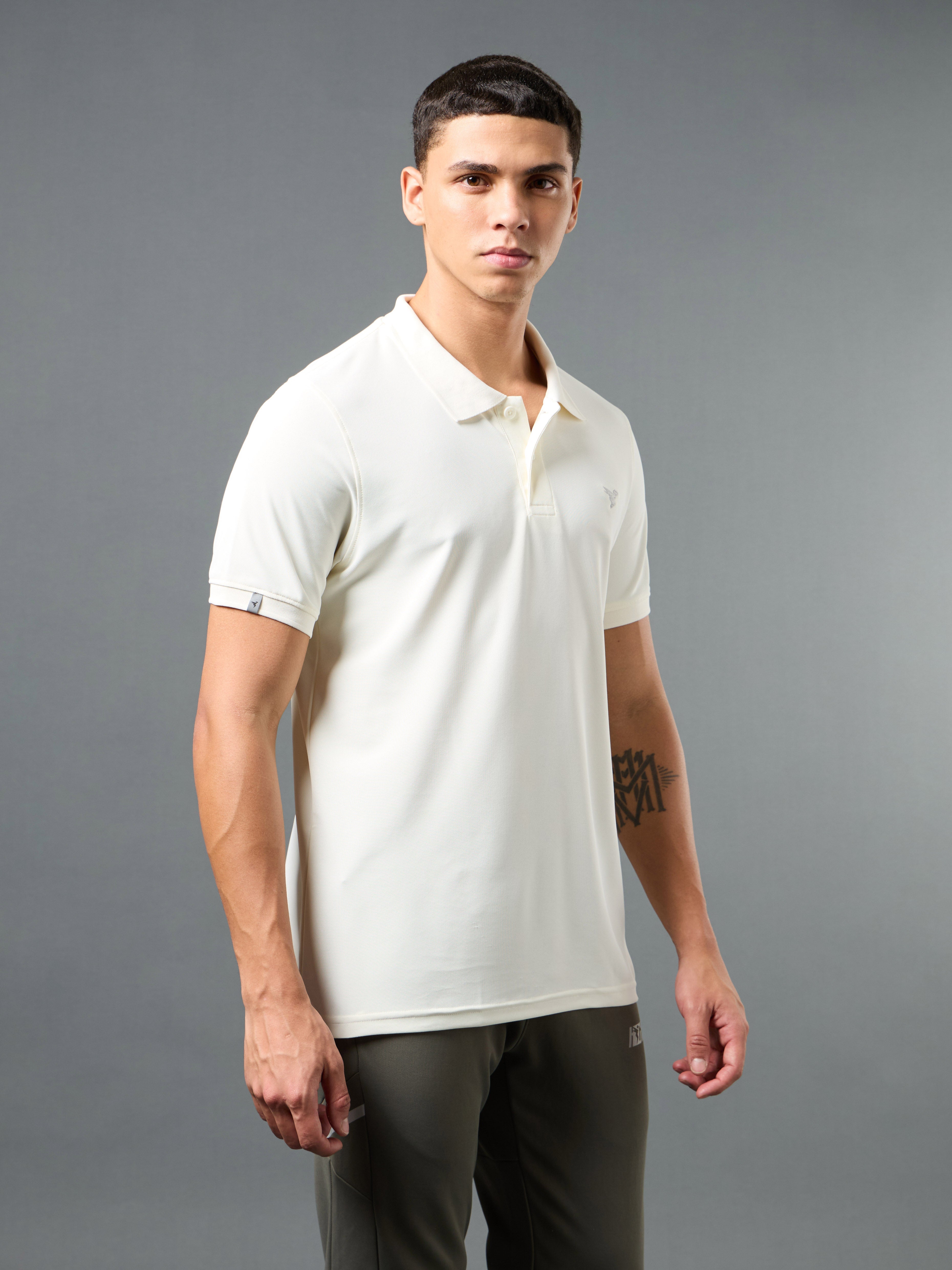 Technosport Collar Neck Tshirt (Matpiq) - OR11 - OFF WHITE B