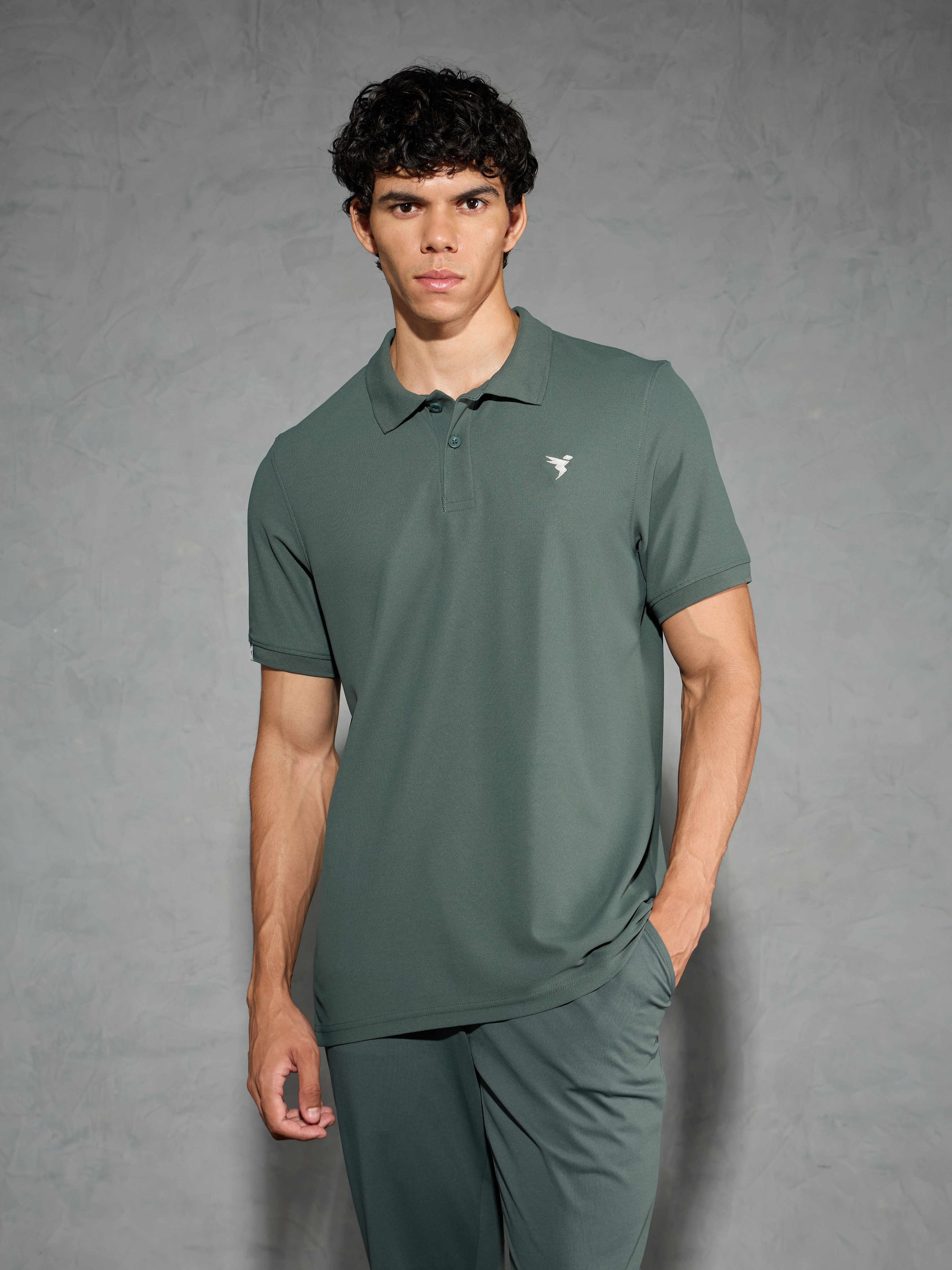 Technosport Collar Neck Tshirt (Matpiq) - OR11 - TREKKING GREEN