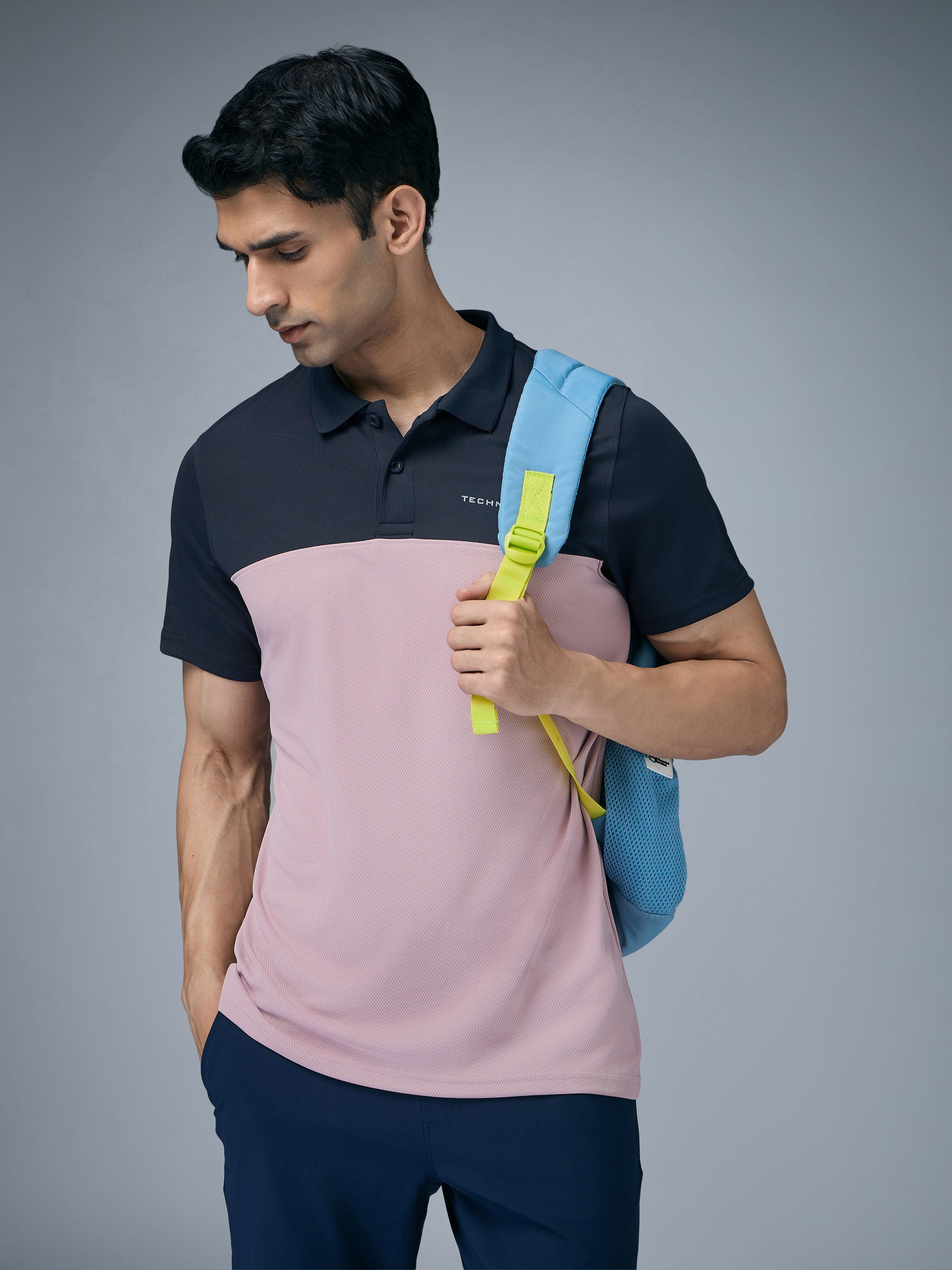 Technosport Collar Neck Tshirt (Techno Cool) - OR13 - DUSTY PINK