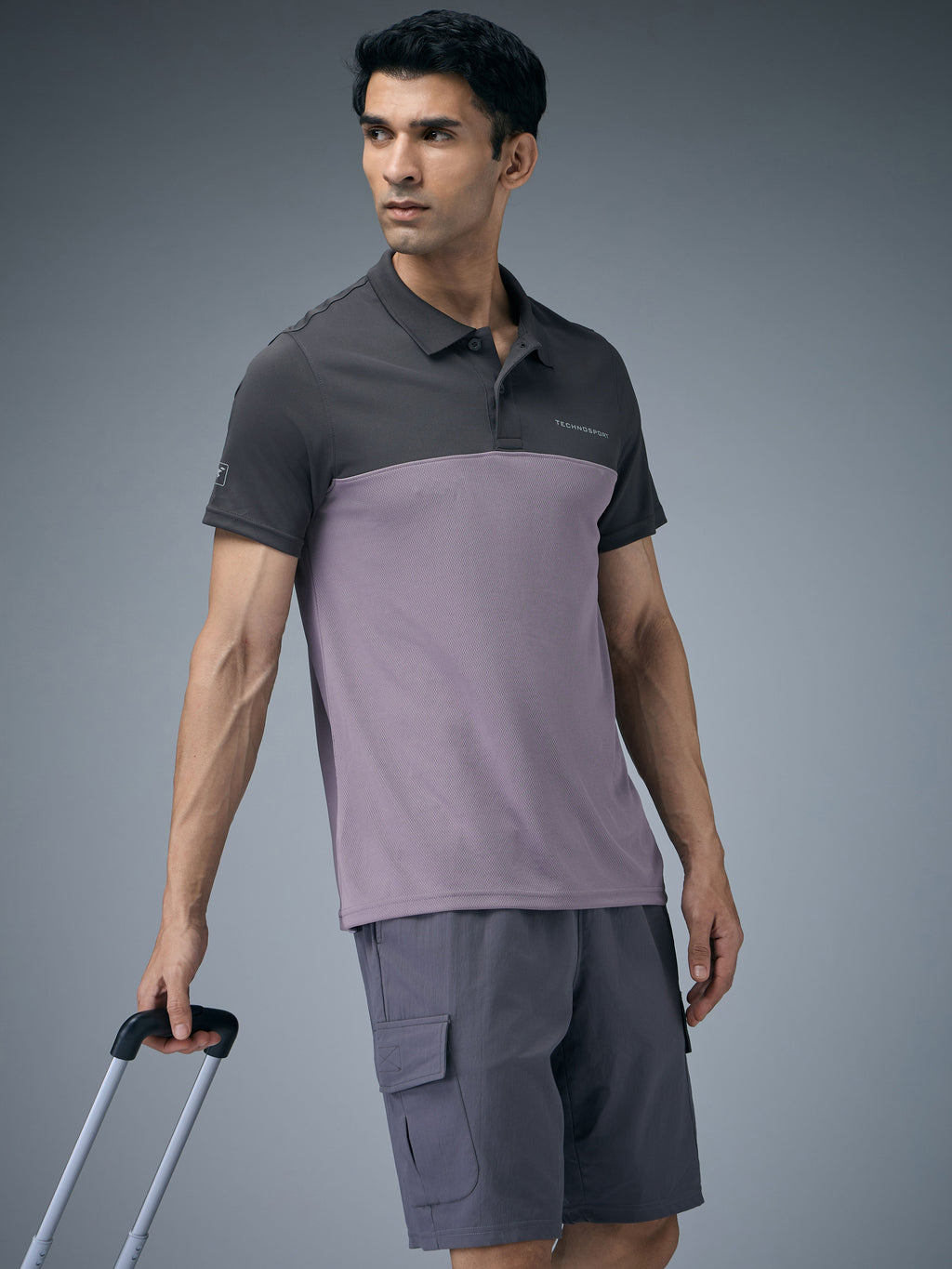 Technosport Collar Neck Tshirt (Techno Cool) - OR13 - GRAY RIDGE