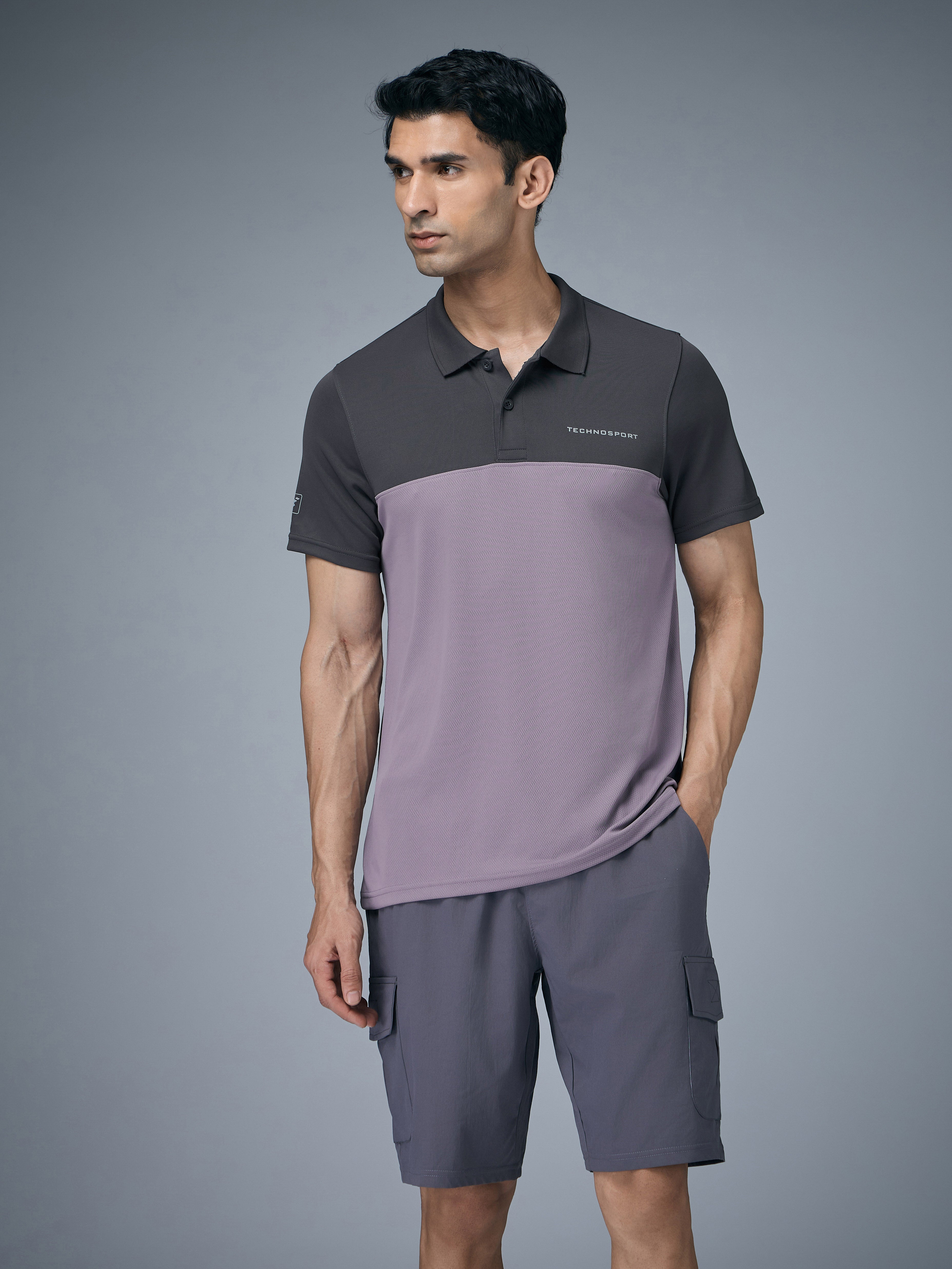 Technosport Collar Neck Tshirt (Techno Cool) - OR13 - GRAY RIDGE