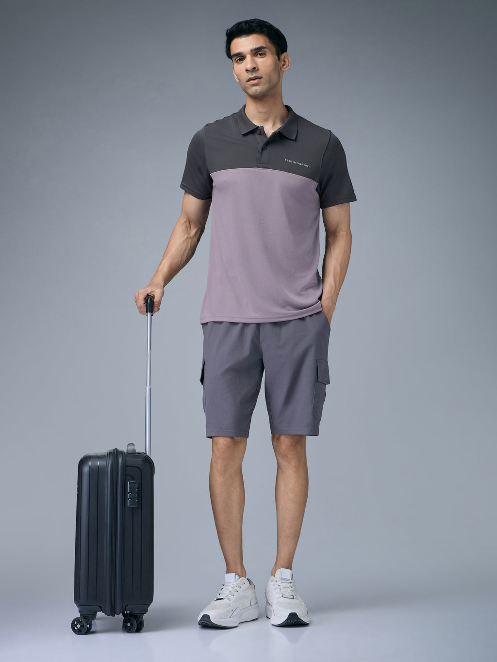Technosport Collar Neck Tshirt (Techno Cool) - OR13 - GRAY RIDGE