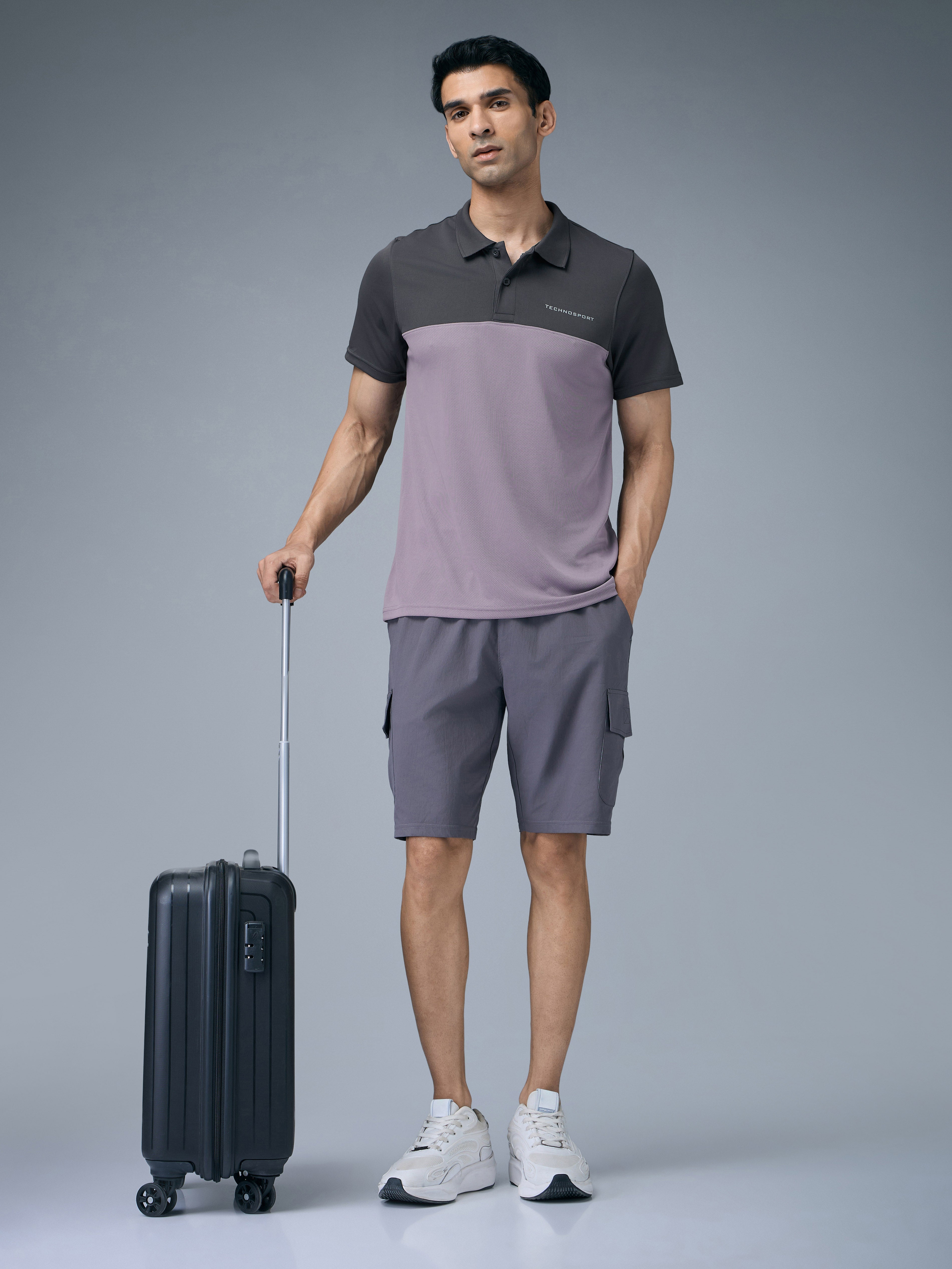 Technosport Collar Neck Tshirt (Techno Cool) - OR13 - GRAY RIDGE