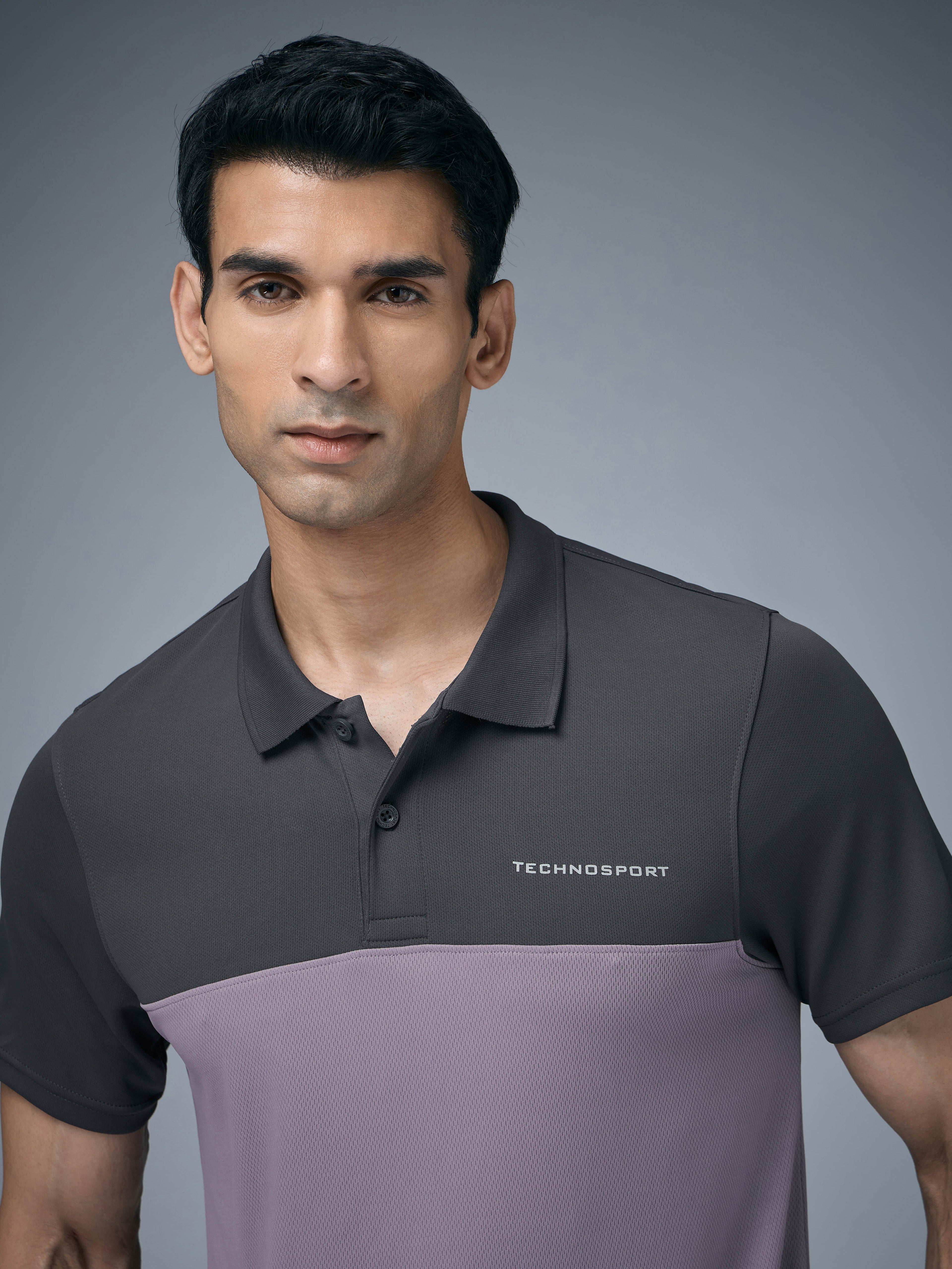 Technosport Collar Neck Tshirt (Techno Cool) - OR13 - GRAY RIDGE