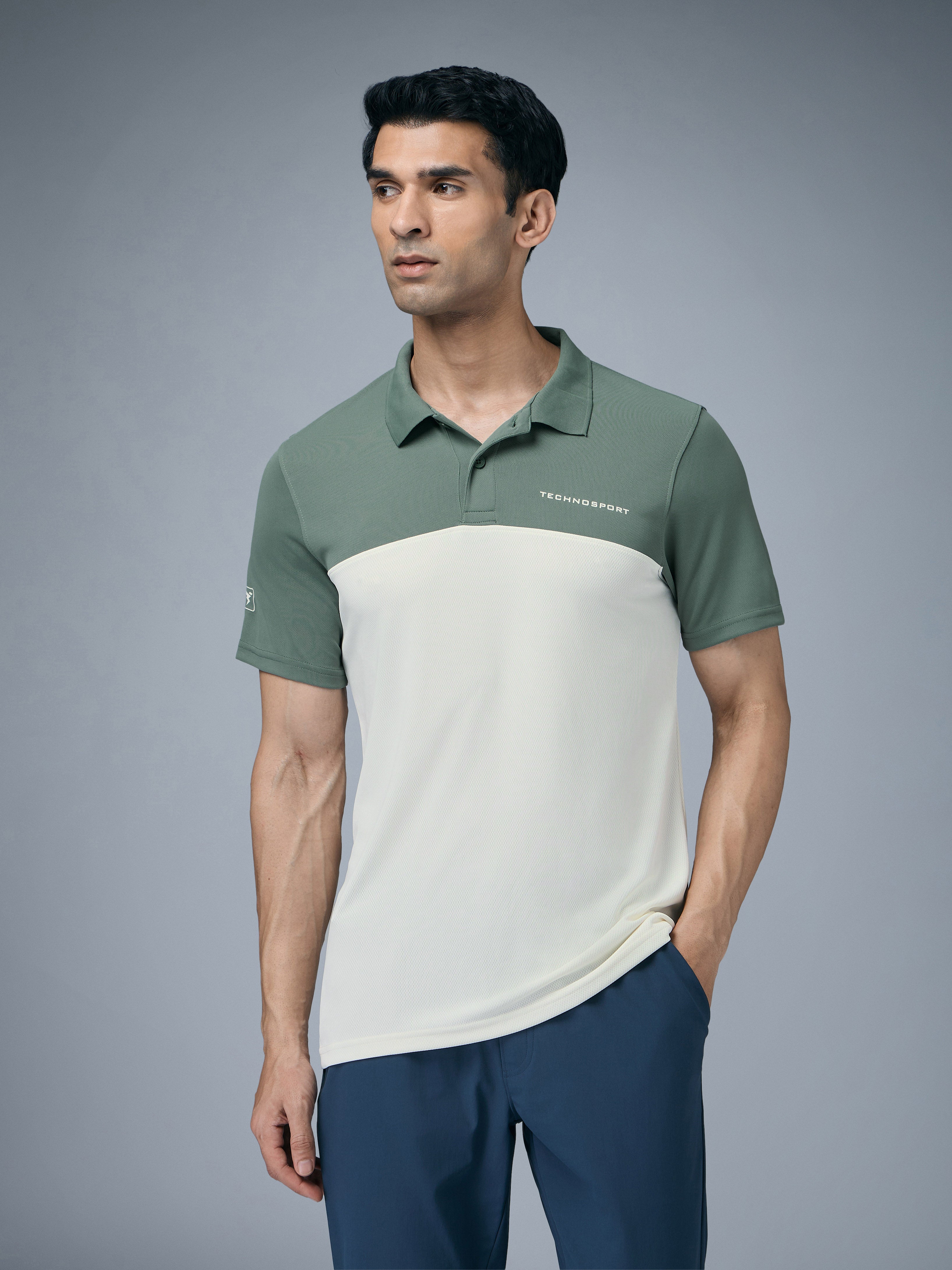 Technosport Collar Neck Tshirt (Techno Cool) - OR13 - OFF WHITE