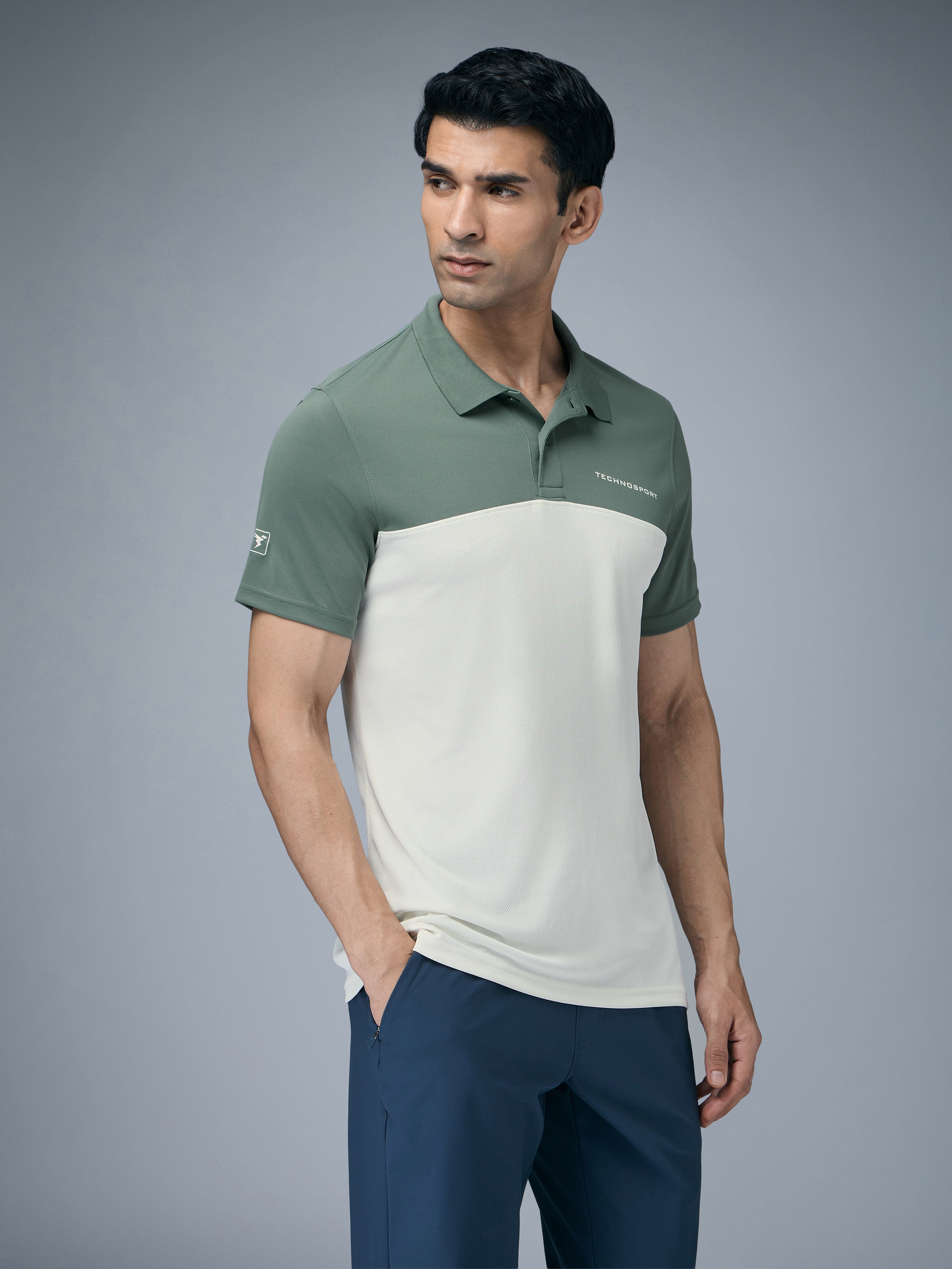 Technosport Collar Neck Tshirt (Techno Cool) - OR13 - OFF WHITE