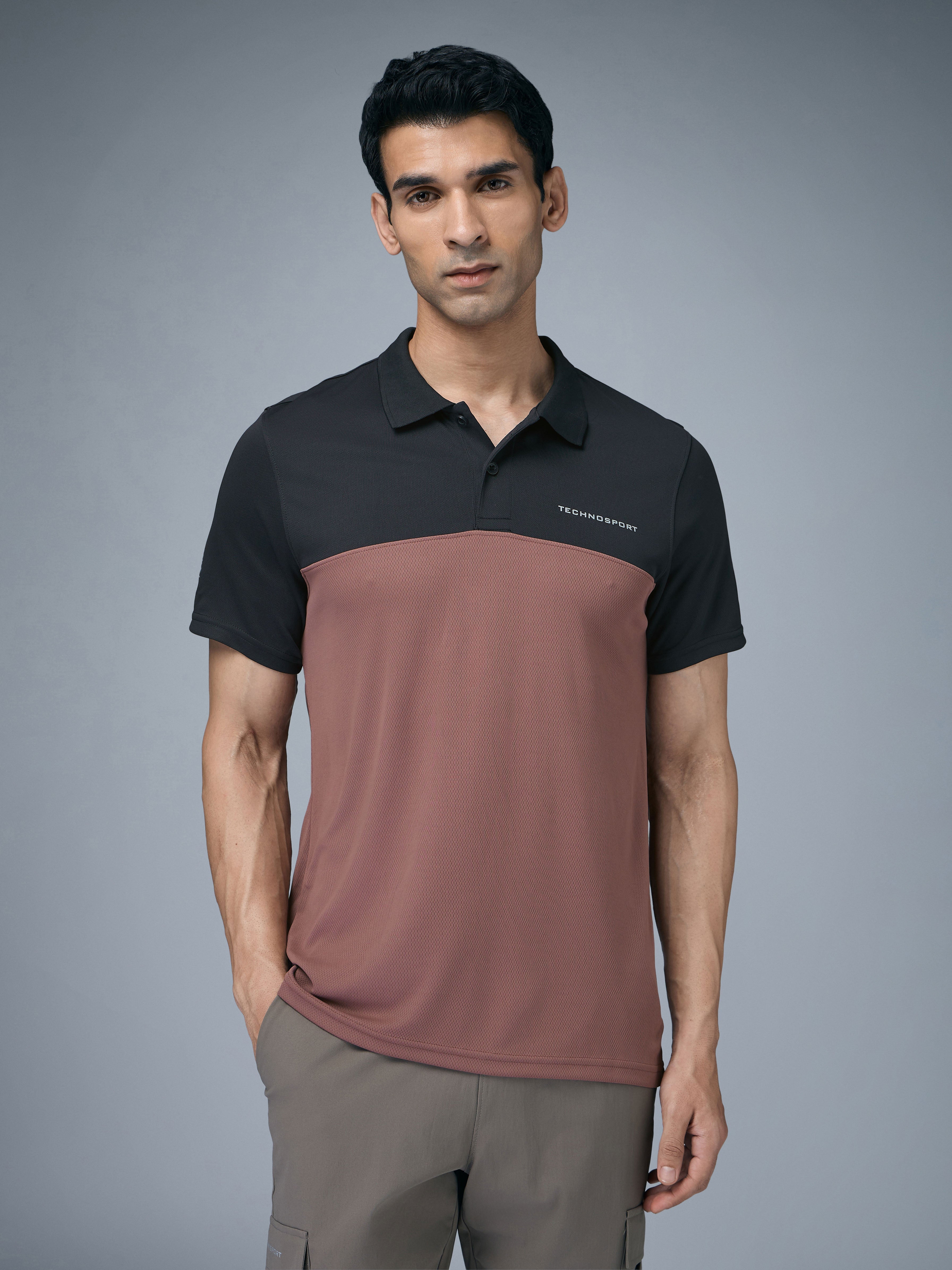Technosport Collar Neck Tshirt (Techno Cool) - OR13 - OX BLOOD RED